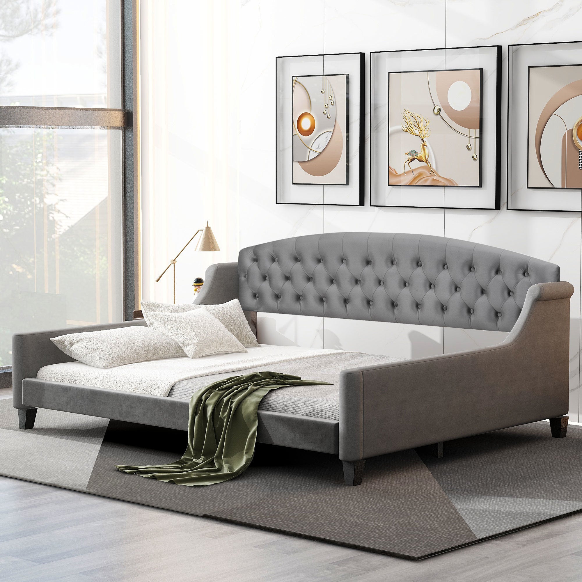 Modern Luxury Tufted Button Daybed, Full, Gray (Old SKU: SM001009AAE)