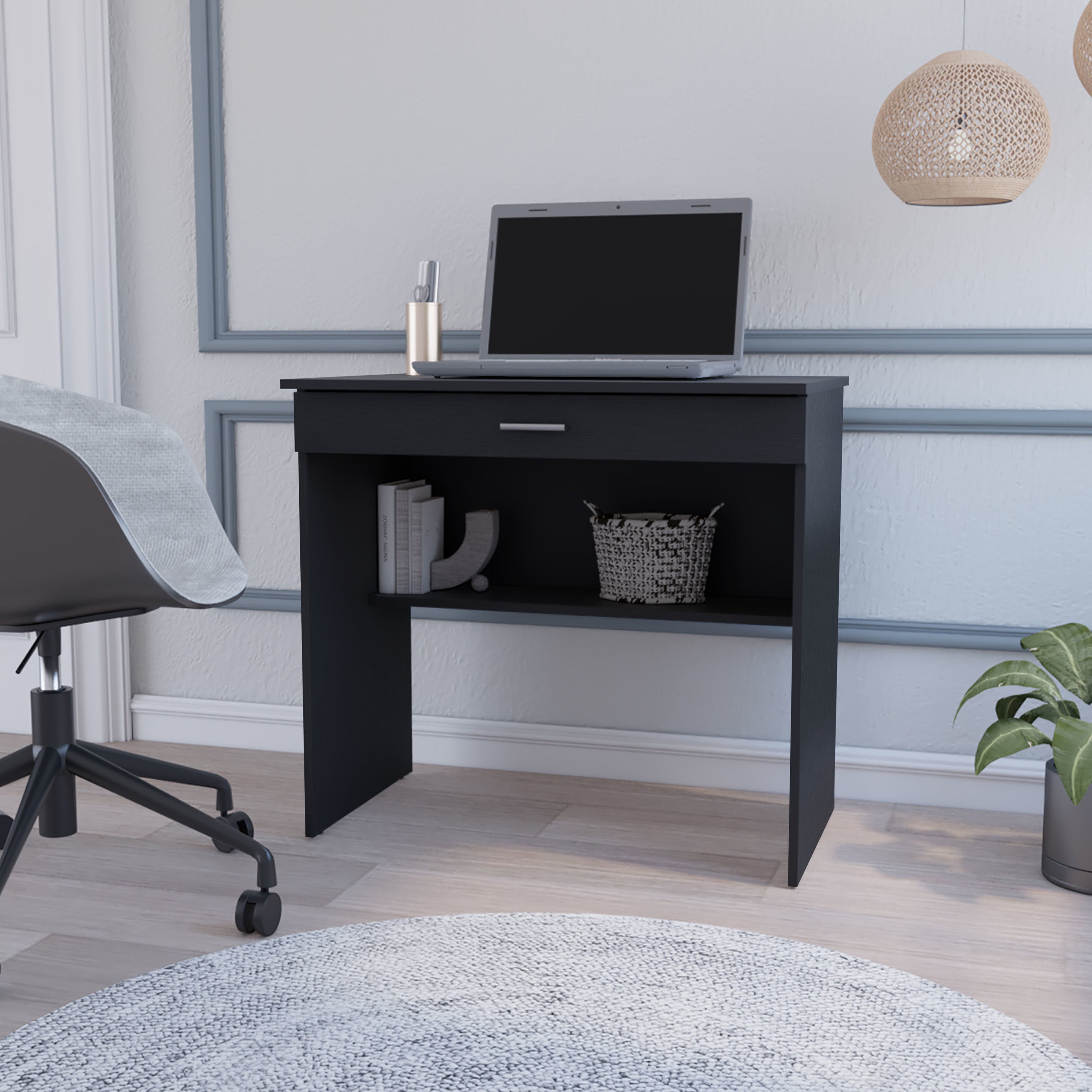 Kaylor Storage Desk, Modern Design with Drawer and Shelf