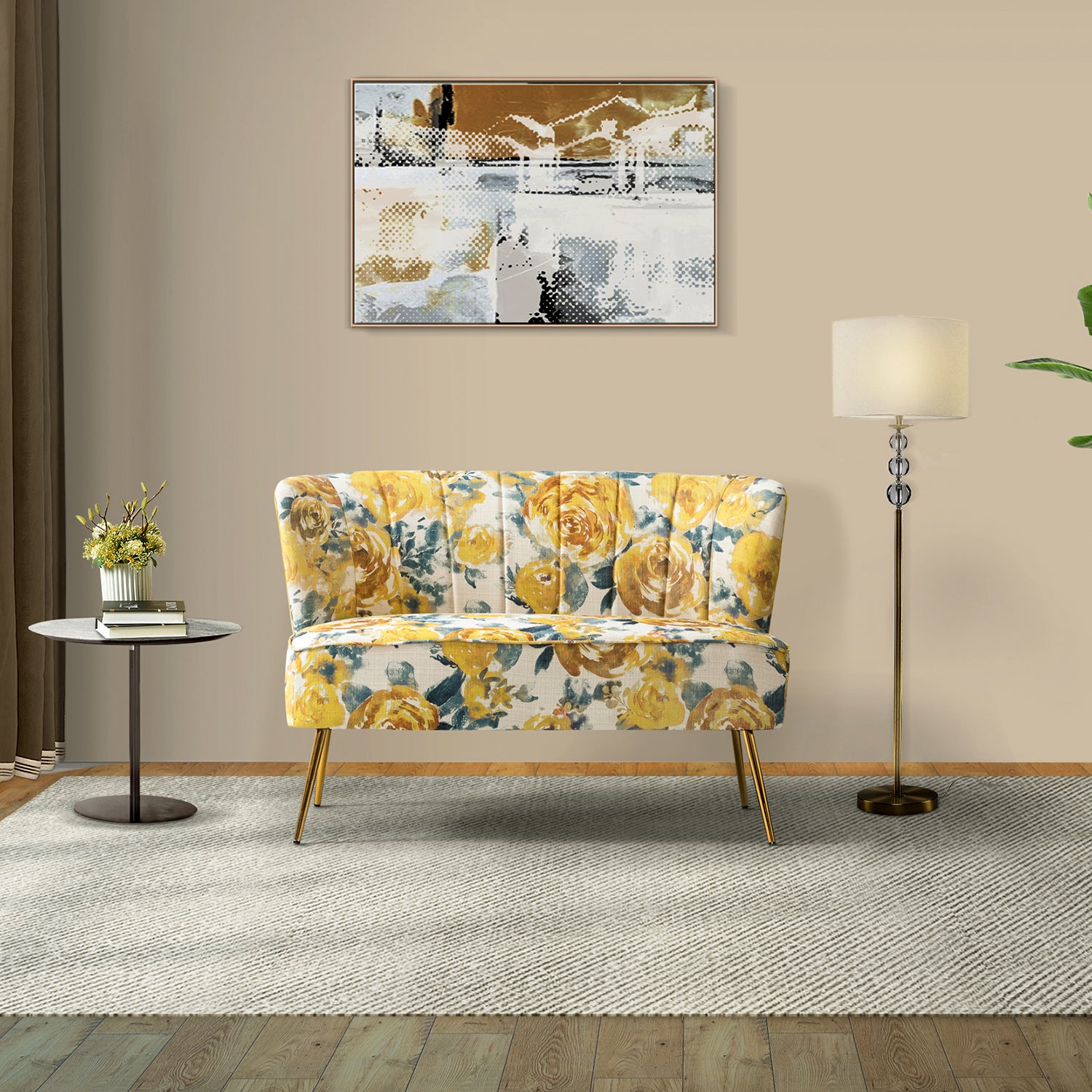 Cuneo 47 Loveseat-Yellow