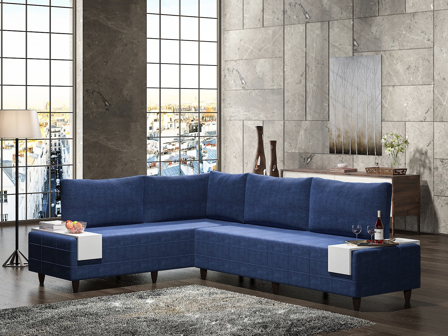 Inferno Sectional, Blue