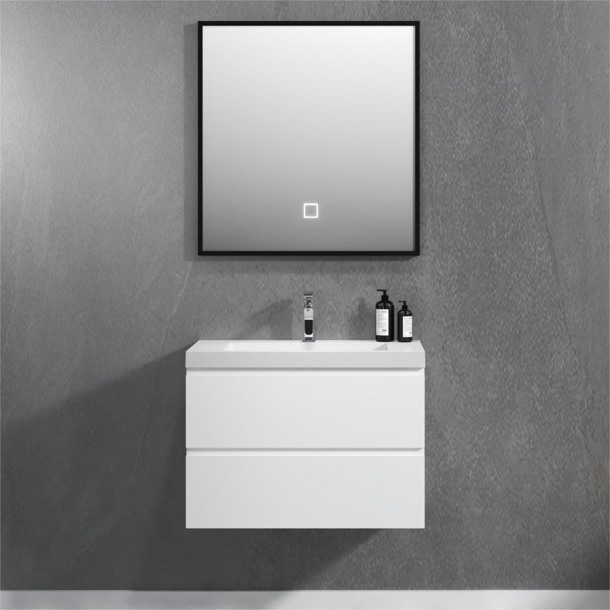 24'' Wall Hung Bathroom Vanity in Gloss White with White Top