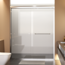 56"-60"W*72" H Semi-Frameless Double Sliding Shower Door, Bypass Shower Door, 1/4" (6mm) Thick SGCC Tempered Glass Door with Explosion-Proof Film, Chrome