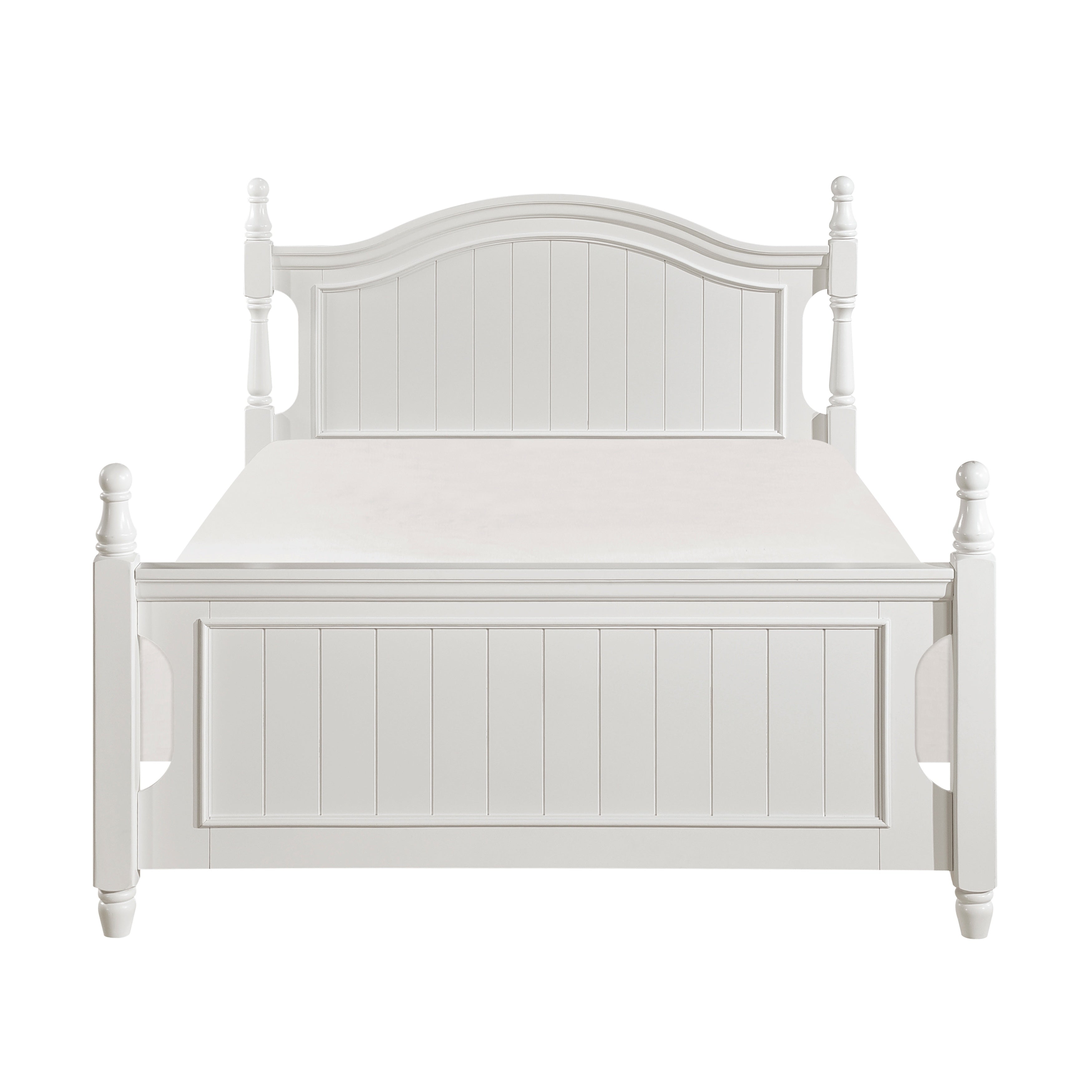 Classic White Finish 1pc Full Size Poster Bed Wooden Traditional Bedroom Furniture Unique Style Headboard Footboard