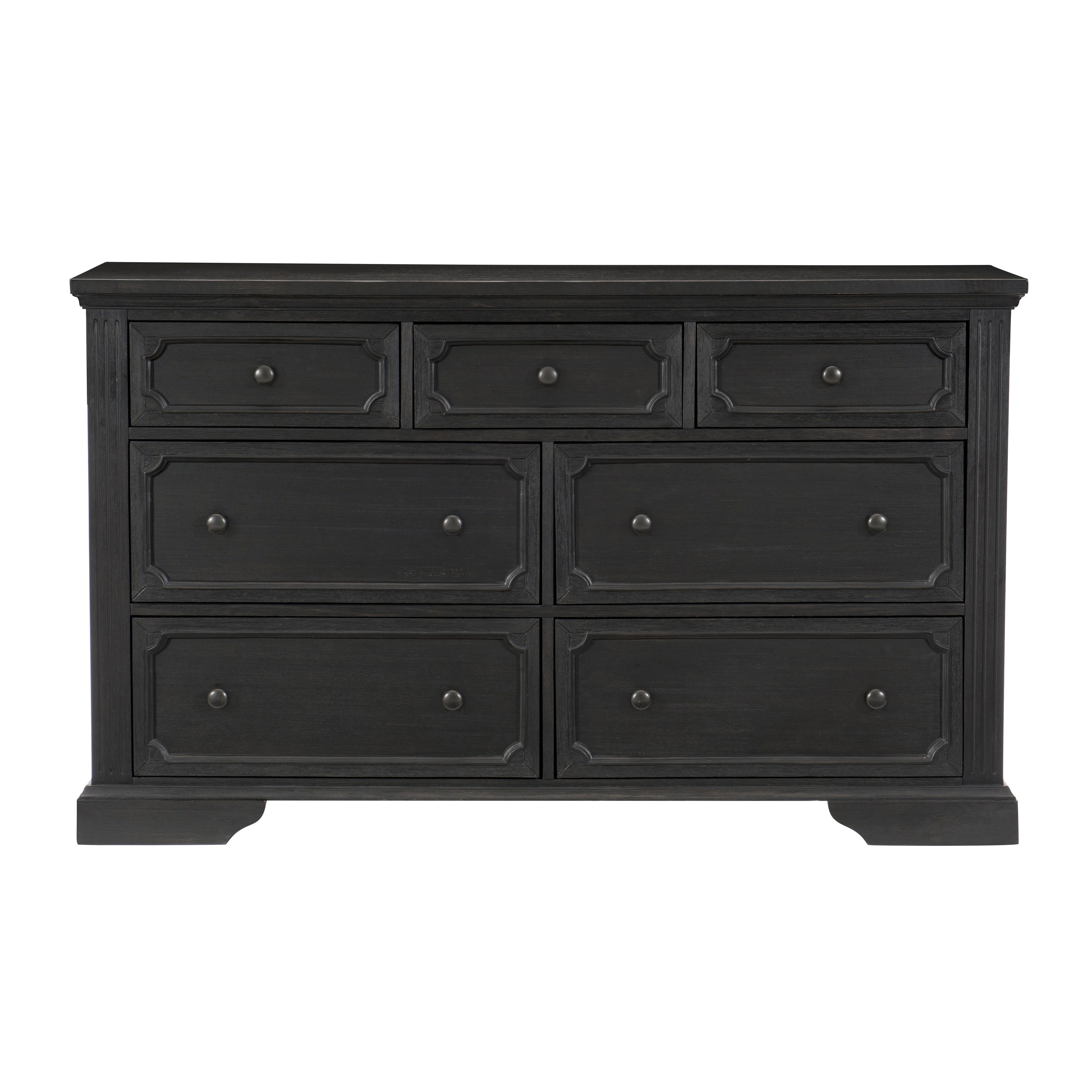 Charcoal Finish Traditional Dresser of 7 Storage Drawers Wooden Bedroom Furniture 1pc Rustic Style