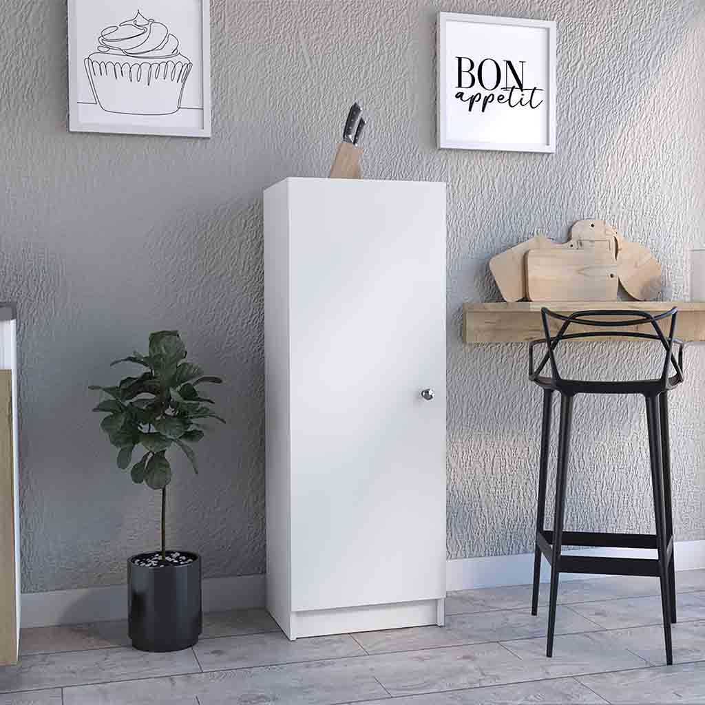 DEPOT E-SHOP Uluru Kitchen Pantry, Single Door Cabinet, Four Interior Shelves, White