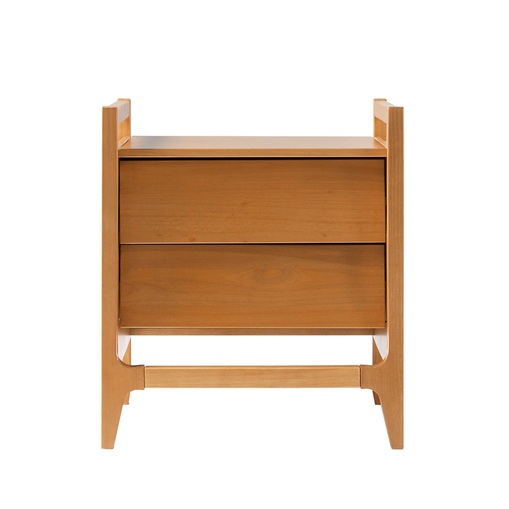 Scandi Angle Face Solid Wood Nightstand – Caramel