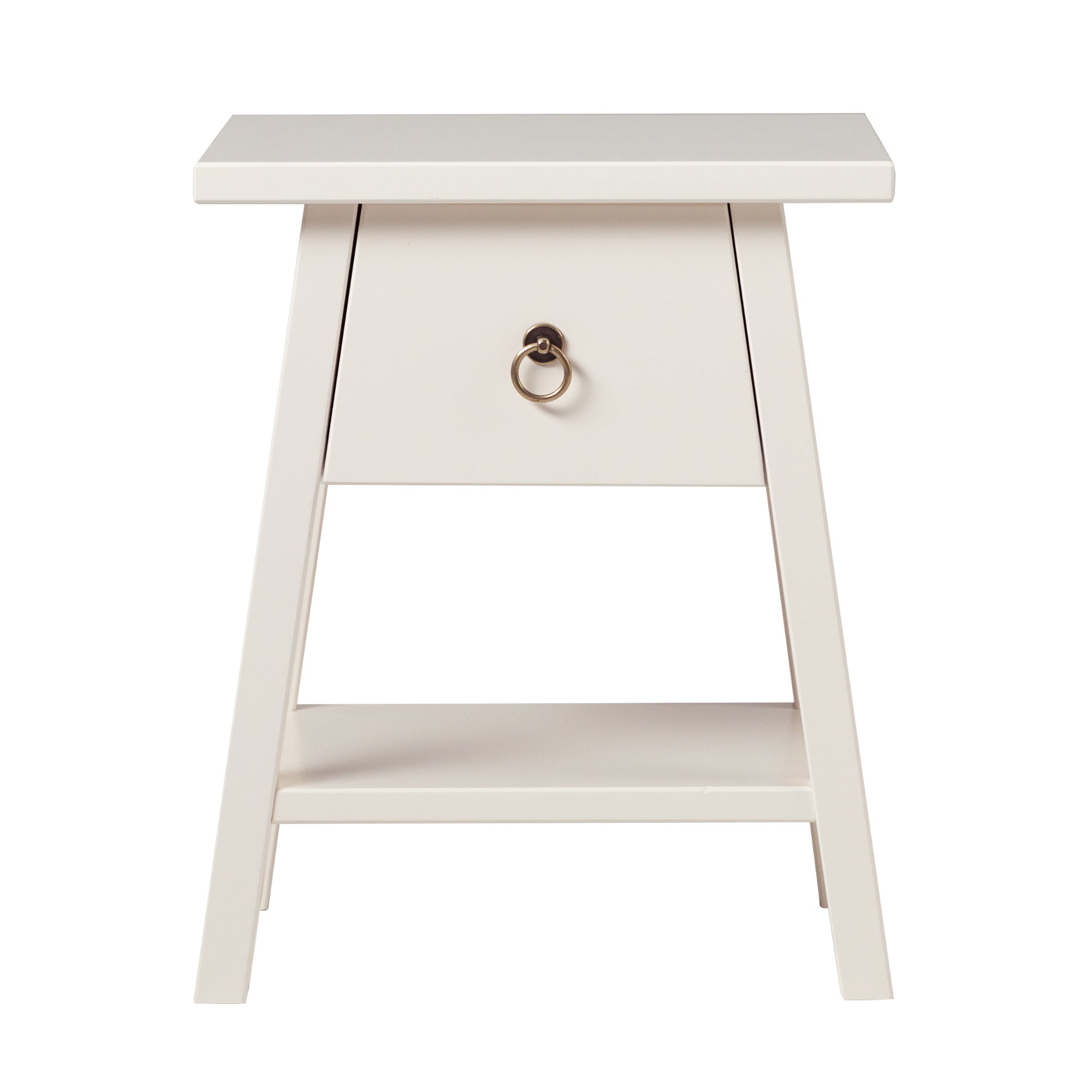 Modern Minimalist 1-Drawer Nightstand – Ivory White