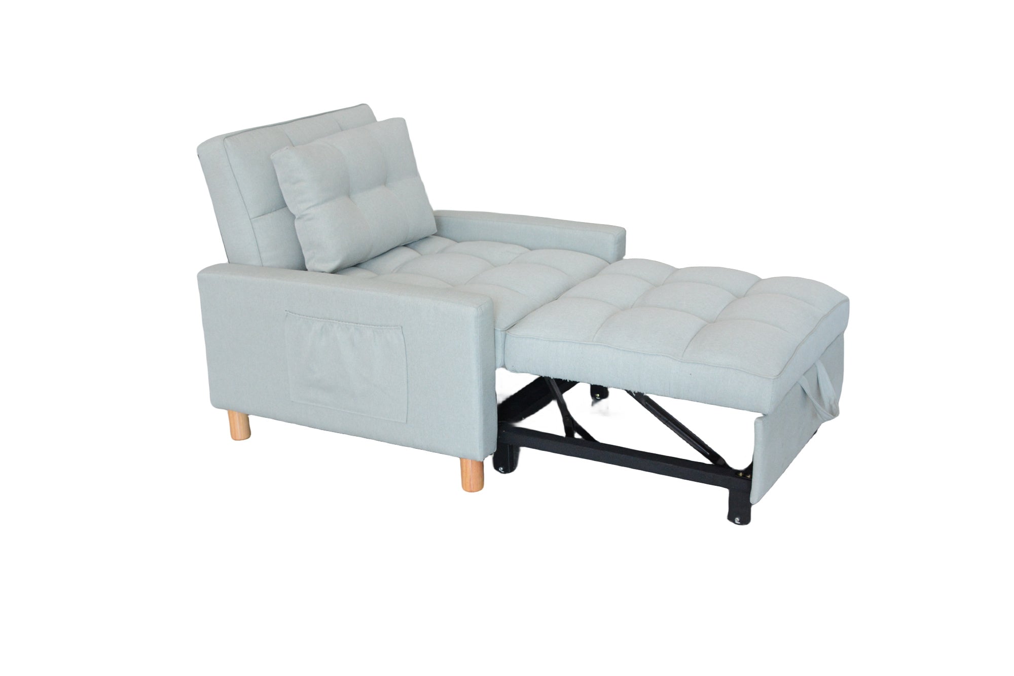 Lazy Sofa Bed, Modern Sleeper Chair Bed, Living Room Soft Sofa, Pull Out Sofa Chair with Pillow and Convertible Backrest, Living room Chair for Small Space