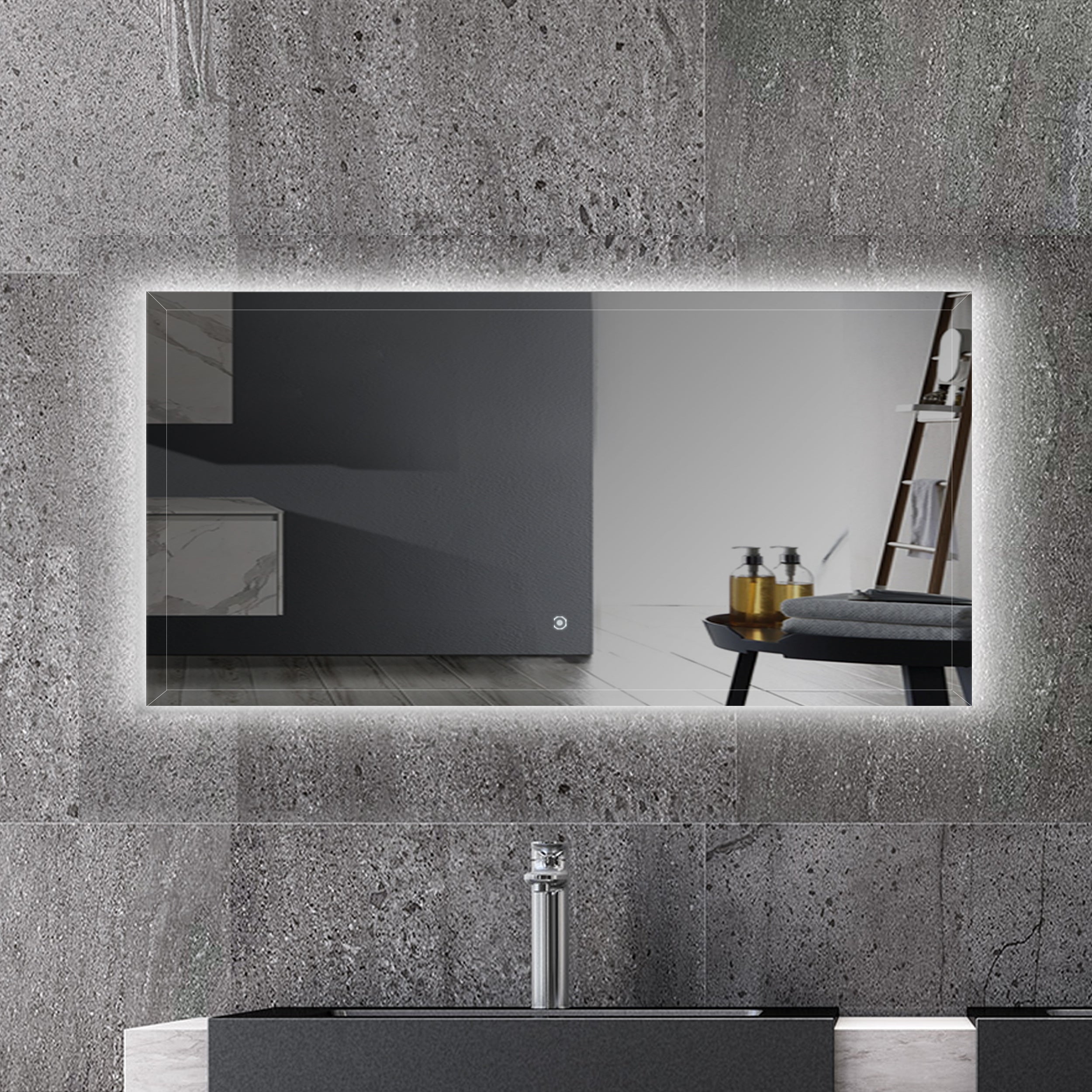 LED Bathroom Mirror, 59x30 in 8000k Vanity Mirror with Lights, Ip54 Waterproof Aluminum Alloy Sealing Bathroom Mirrors for Wall Mounted, Float Glass CRI90