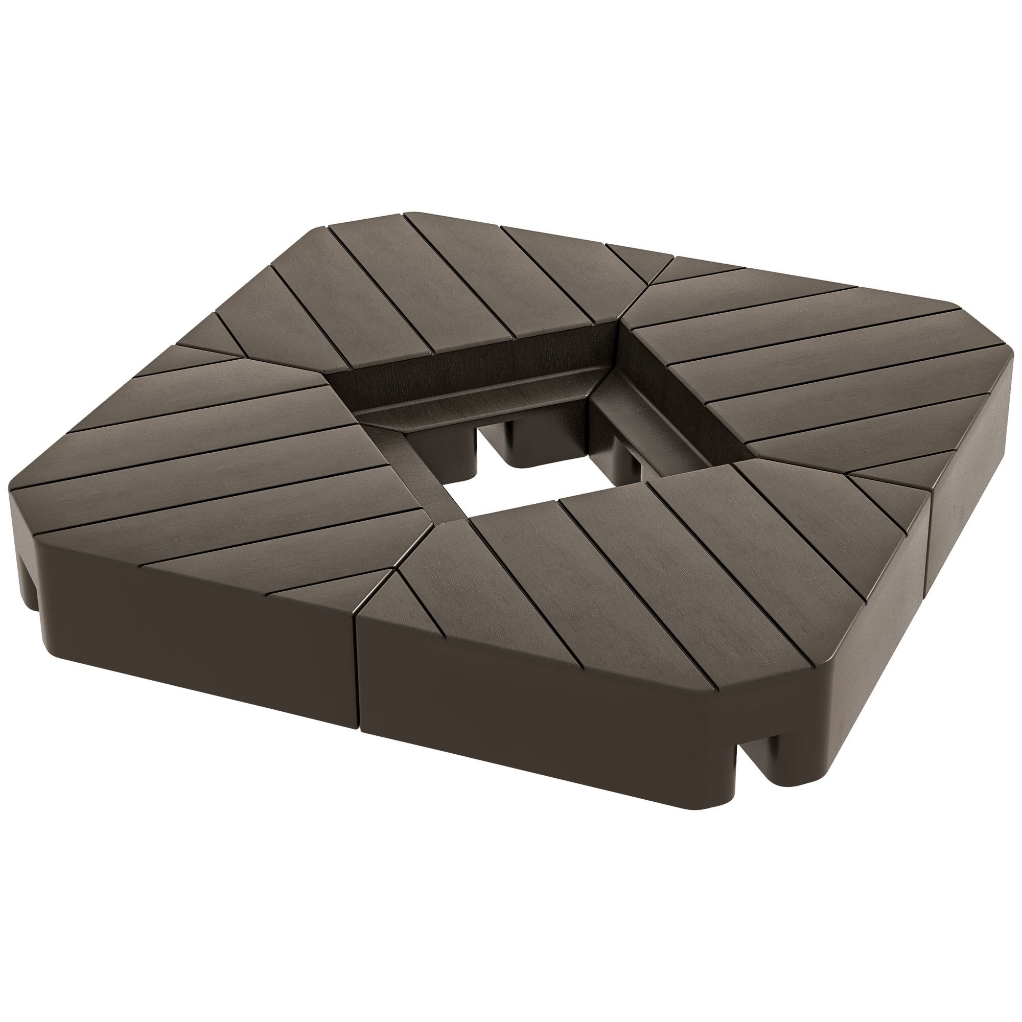 Outsunny 4 Piece Patio Cantilever Umbrella Base Weight Set, Outdoor Offset Umbrella Weights for Umbrella Stand, 132 lb. Capacity Water or 176 lb. Capacity Sand, Brown