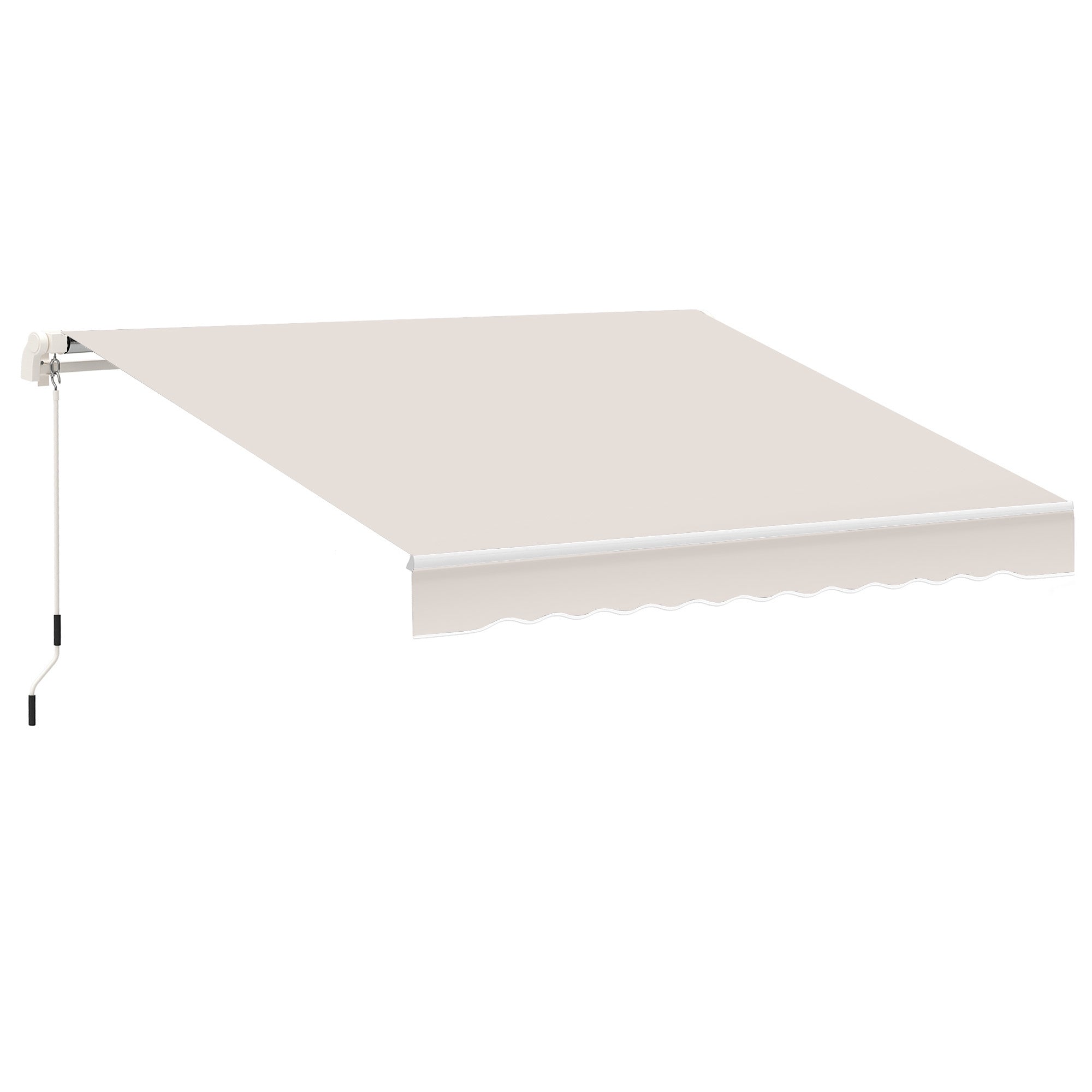 Outsunny 8' x 7' Patio Retractable Awning, Manual Exterior Sun Shade Deck Window Cover, Beige