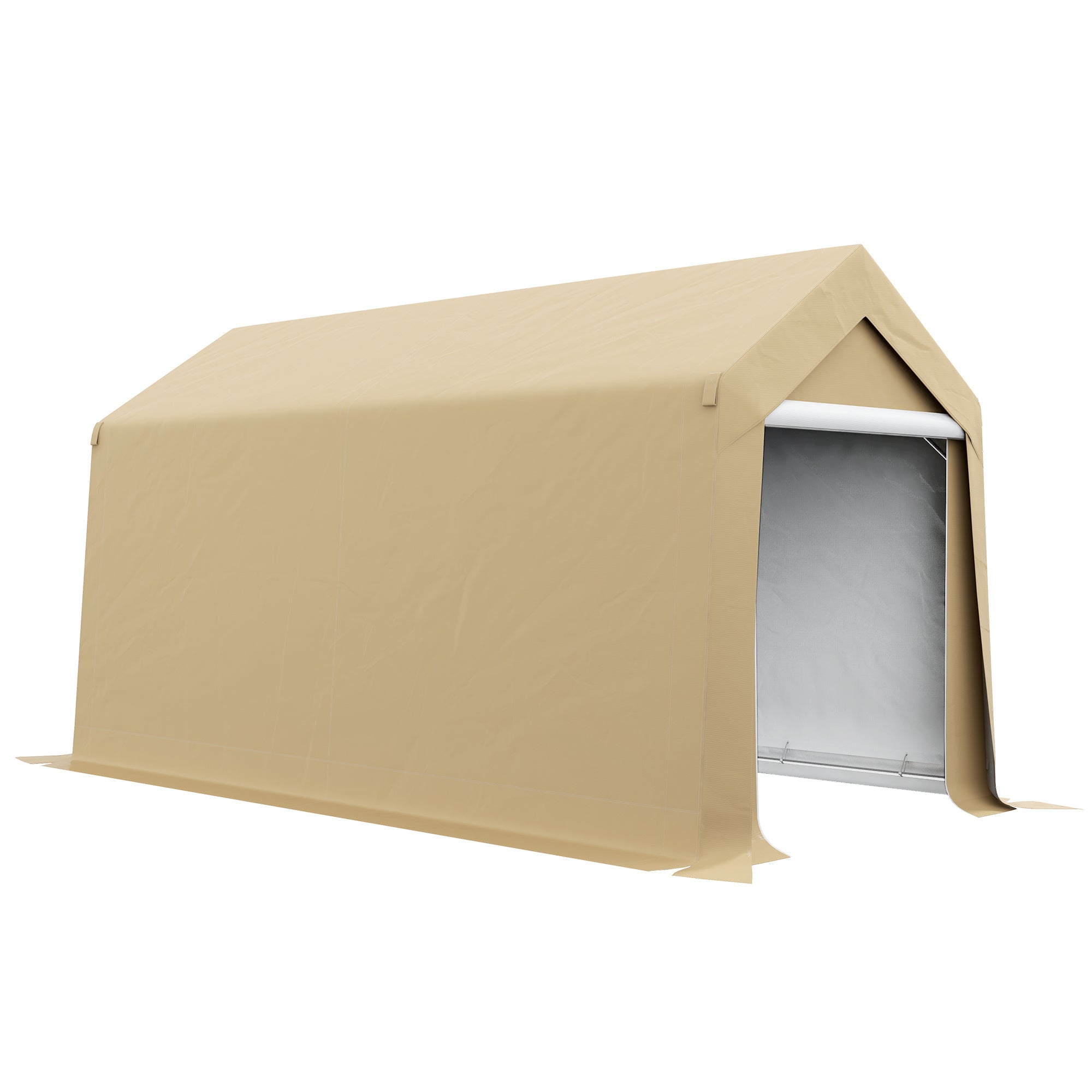 Outsunny 7' x 12' Garden Storage Tent, Heavy Duty Outdoor Shed, Waterproof Portable Shed Storage Shelter with Ventilation Window and Large Door for Bike, Motorcycle, Garden Tools, Beige