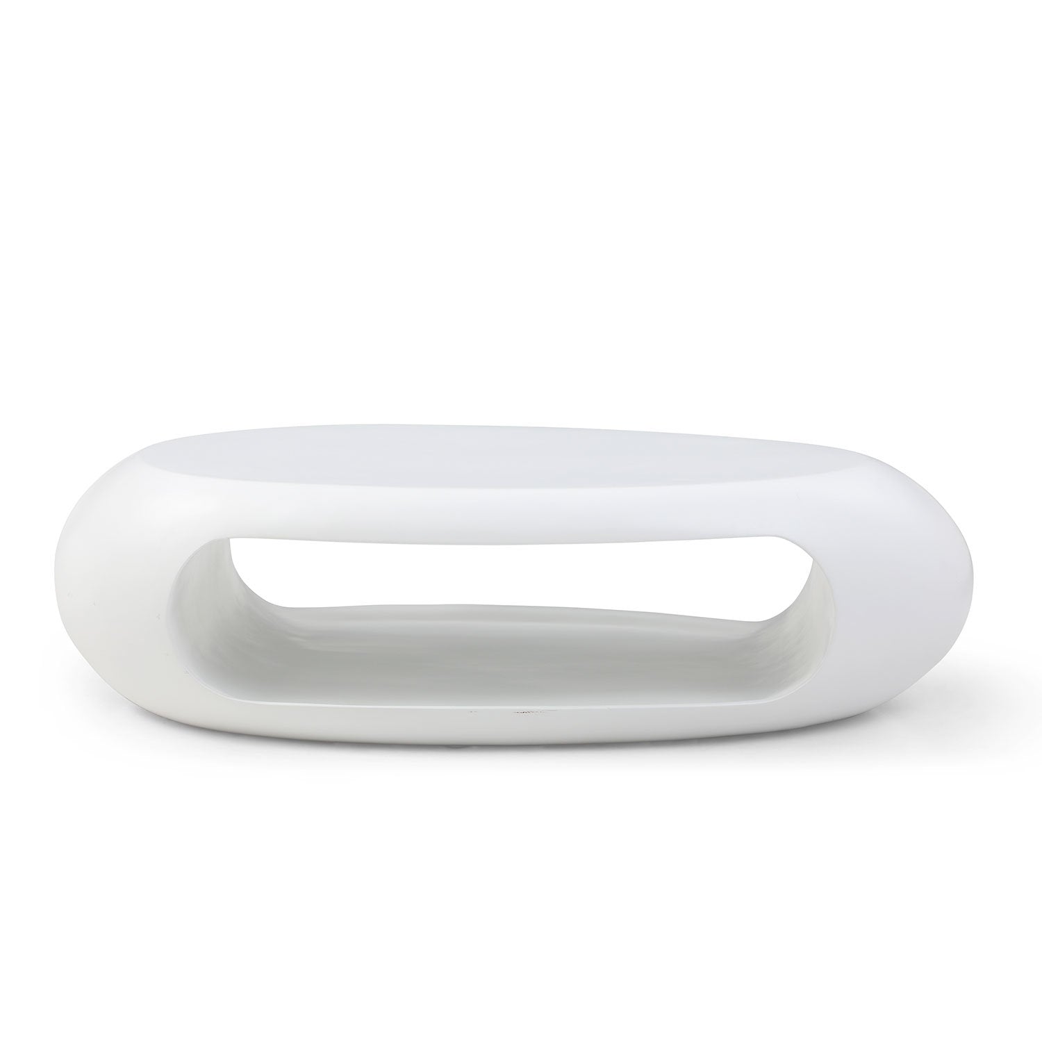 47.24'' Modern Oval Coffee Table, Sturdy Fiberglass Center Cocktail Table Tea Table for Living Room, White, No Need Assembly