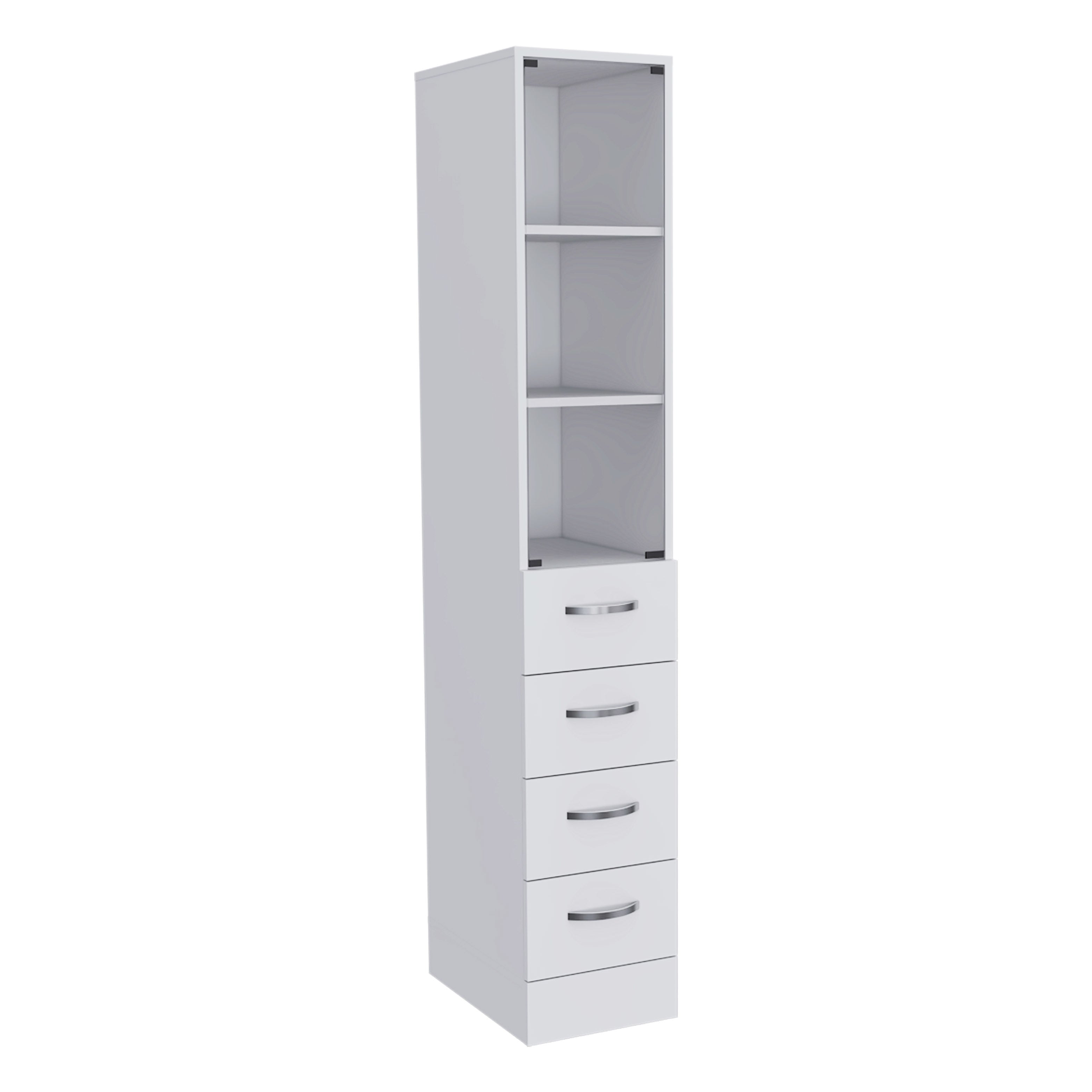 Preston Linen Cabinet, Three Shelves, Four Drawers