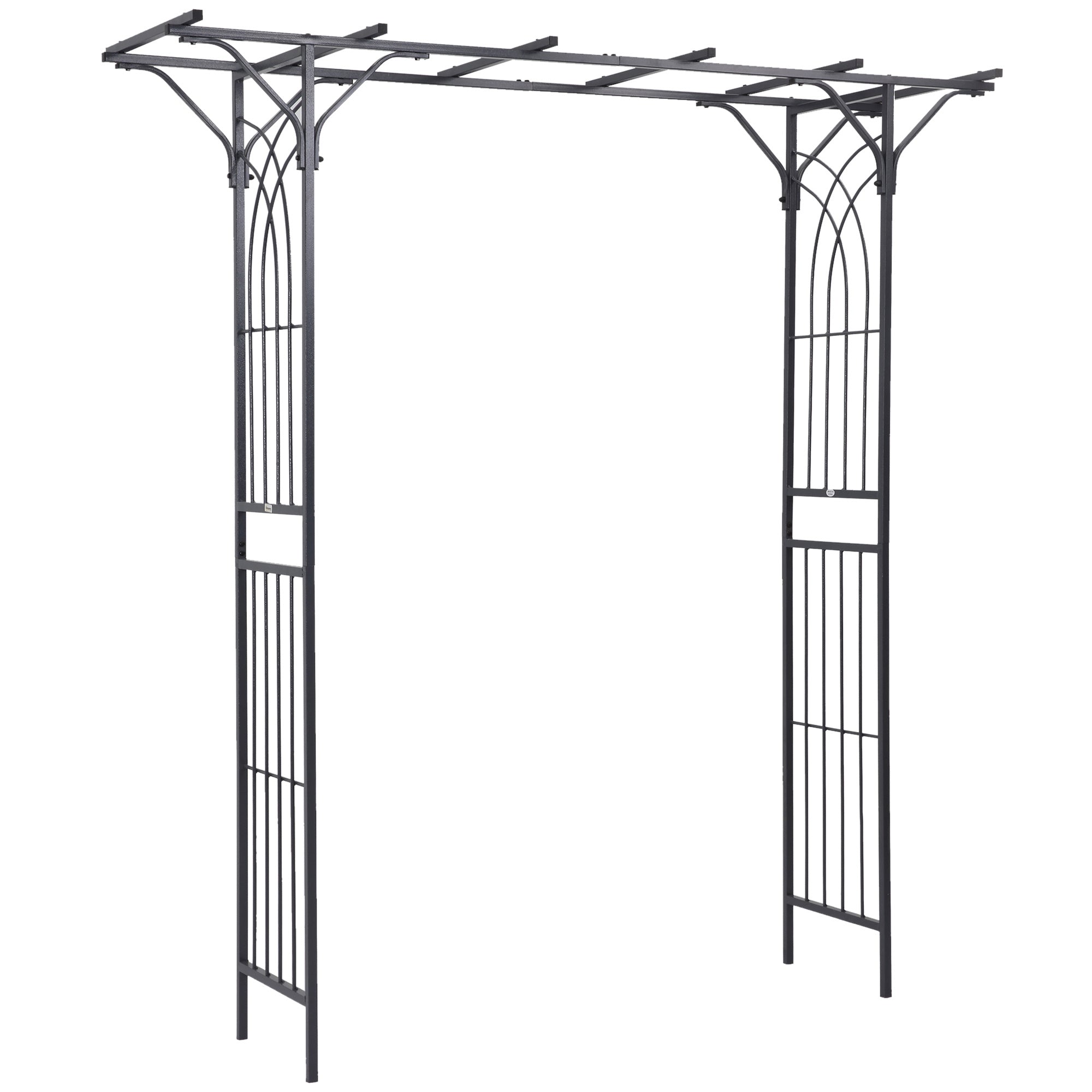 Outsunny 82'' Decorative Metal Garden Trellis Arch with Durable Steel Tubing & Elegant Scrollwork, Perfect for Weddings