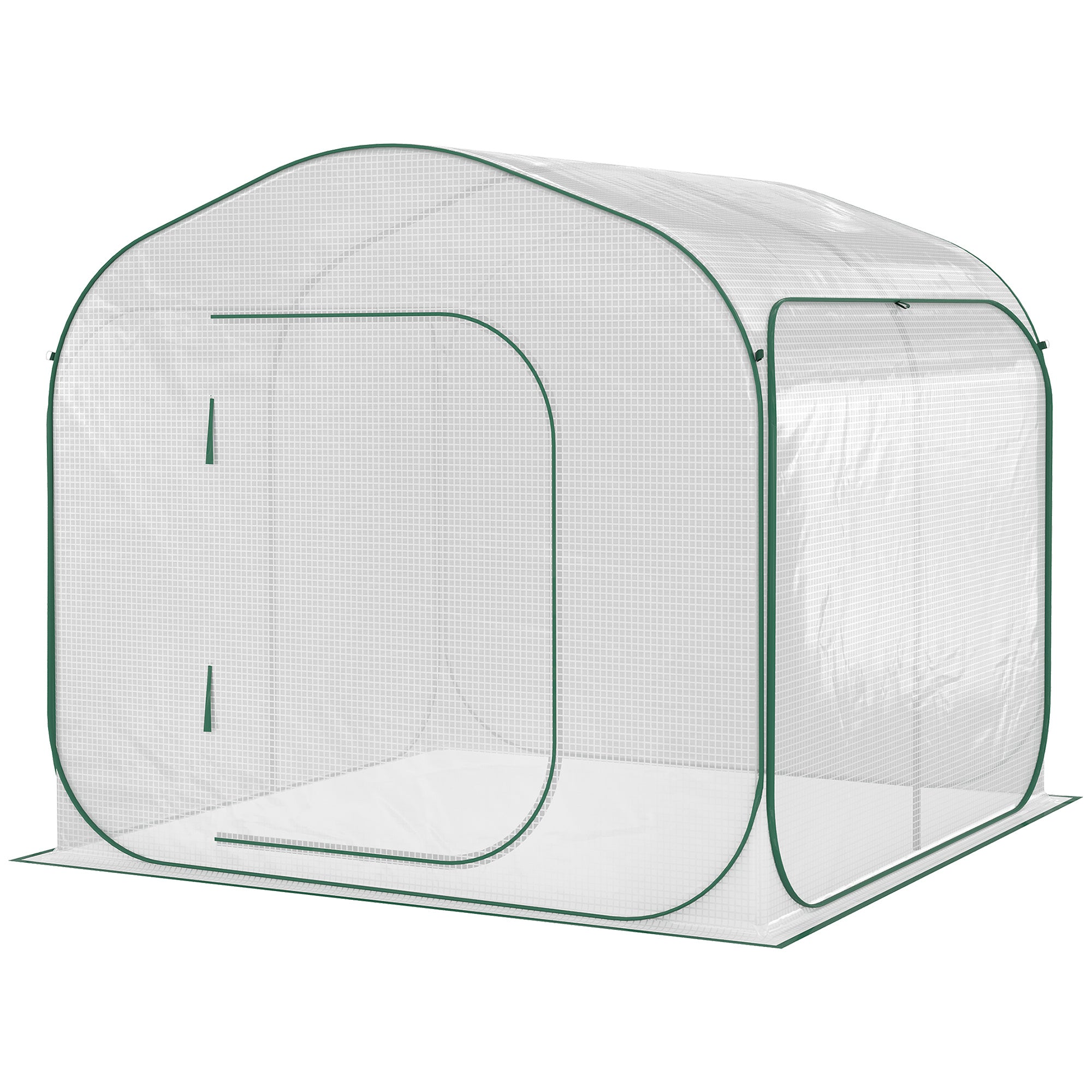 Outsunny 7' x 7' x 6' Portable Walk-in Greenhouse, Pop-up Setup, Outdoor Garden Hot House, Hobby Greenhouse Tent with Zipper Door for Growing Flowers, Herbs, Vegetables, Saplings, Succulents, White