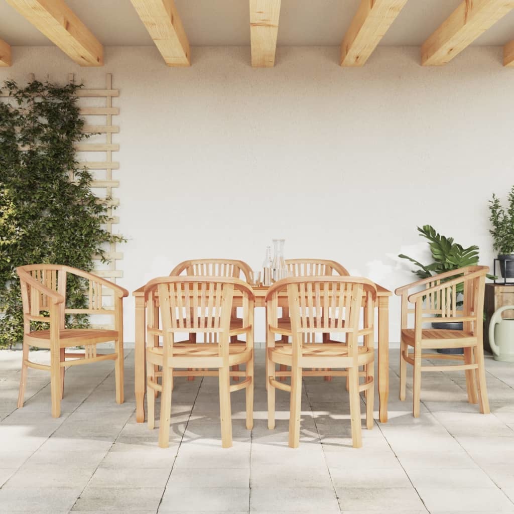 7 Piece Patio Dining Set Solid Wood Teak