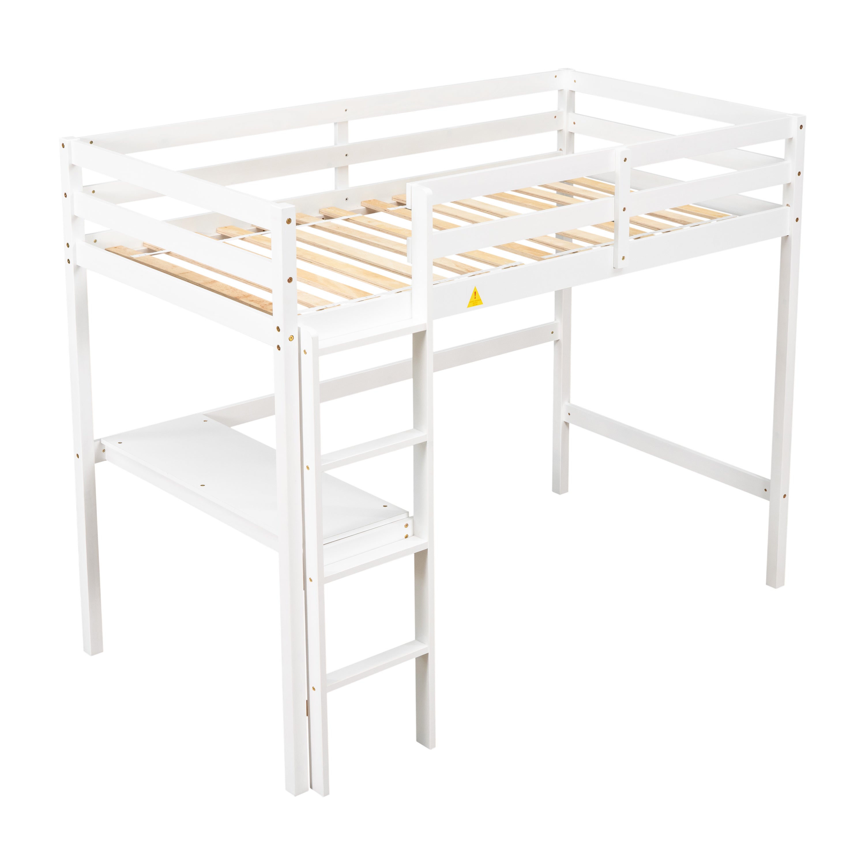 Twin Loft Bed with built-in desk,White