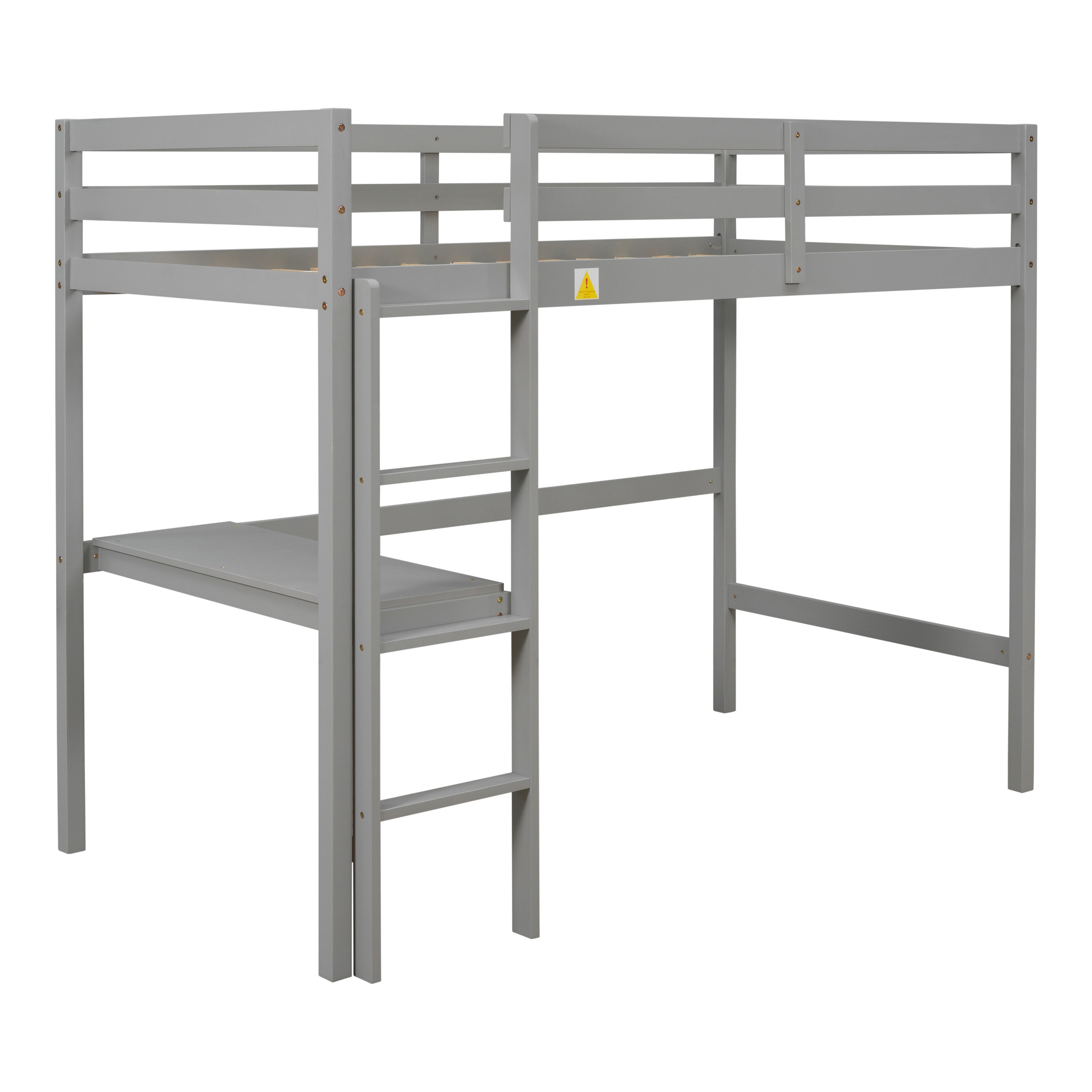 Twin Loft Bed with built-in desk,Grey