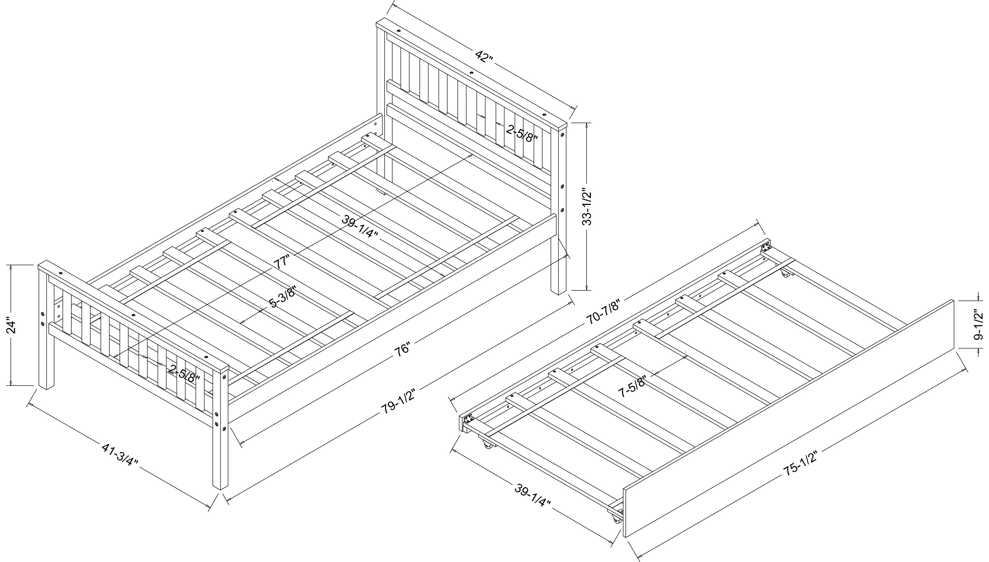 Twin Bed with Trundle, Platform Bed Frame with Headboard and Footboard, for Bedroom Small Living Space,No Box Spring Needed,Espresso