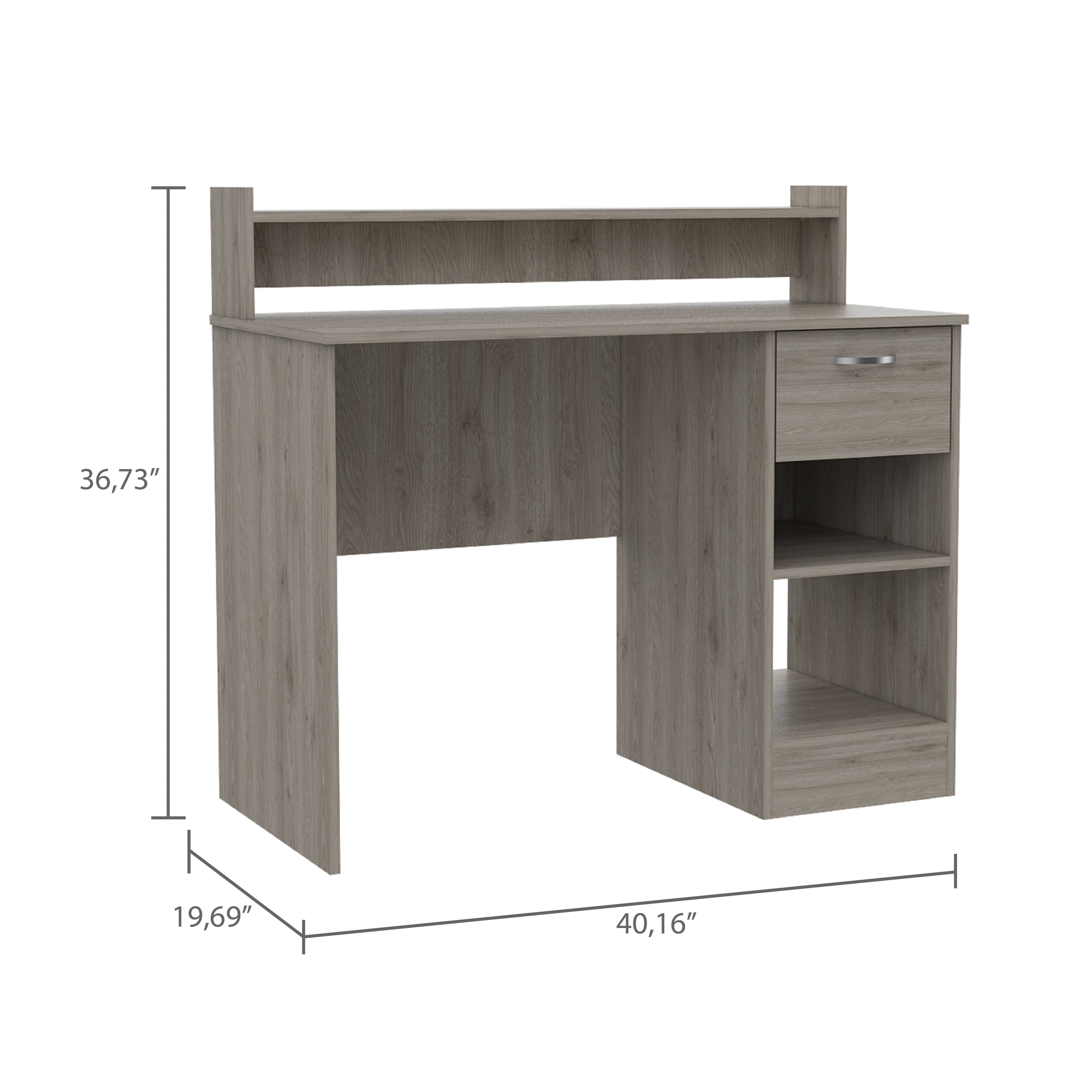 Charlotte Computer Desk with 2 Storage Shelves and Drawer