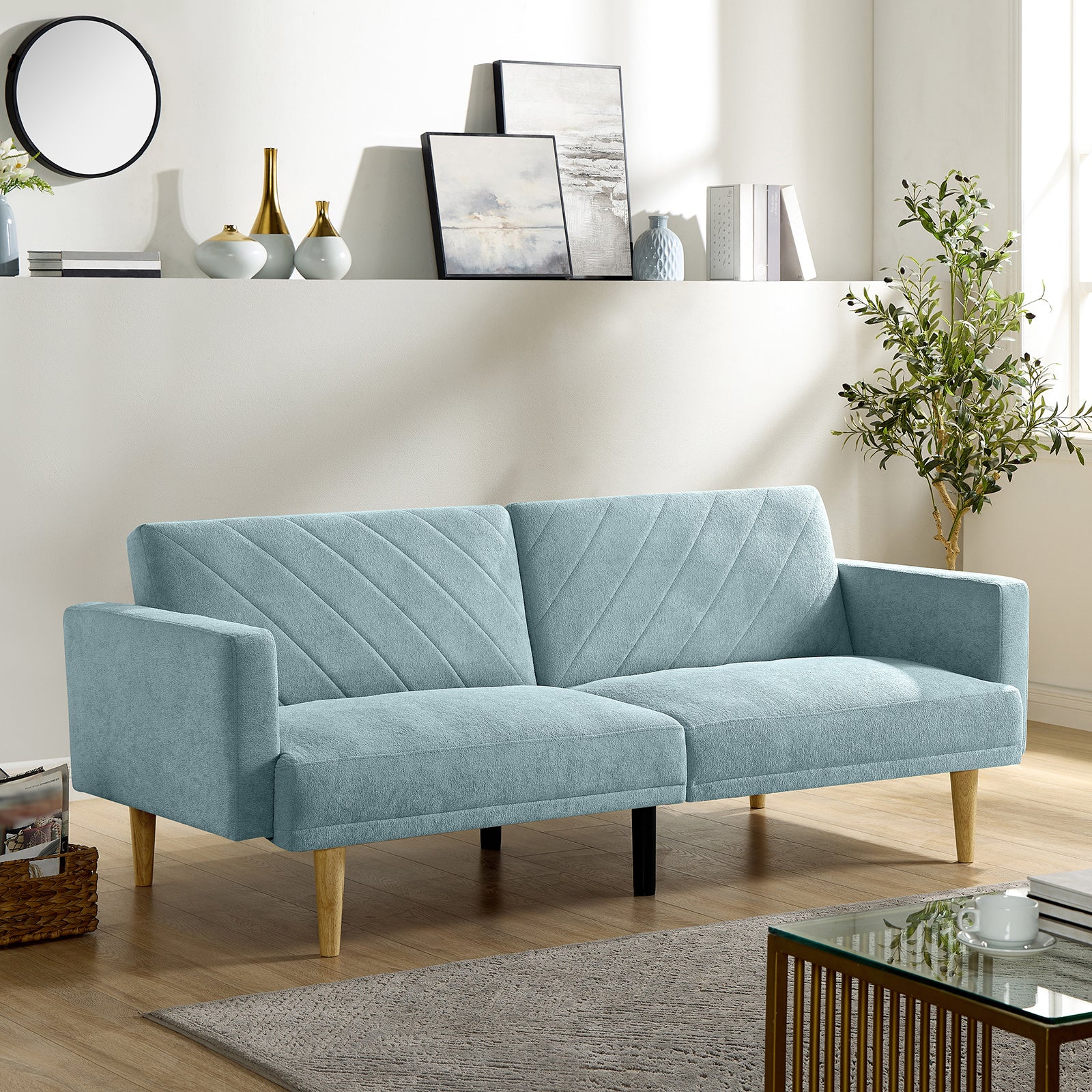 double seat sofa blue