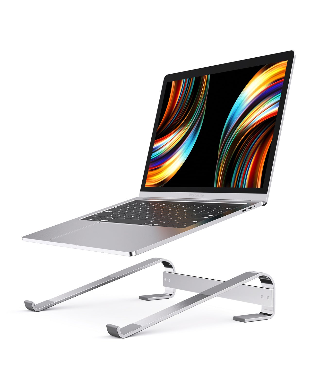 Aluminium Portable Removable Laptop Riser, Ventilated Detachable Ergonomic Laptop Holder Compatible with MacBook Notebook Air/Pro, HP, Dell All Laptops 10-18"(Silver)