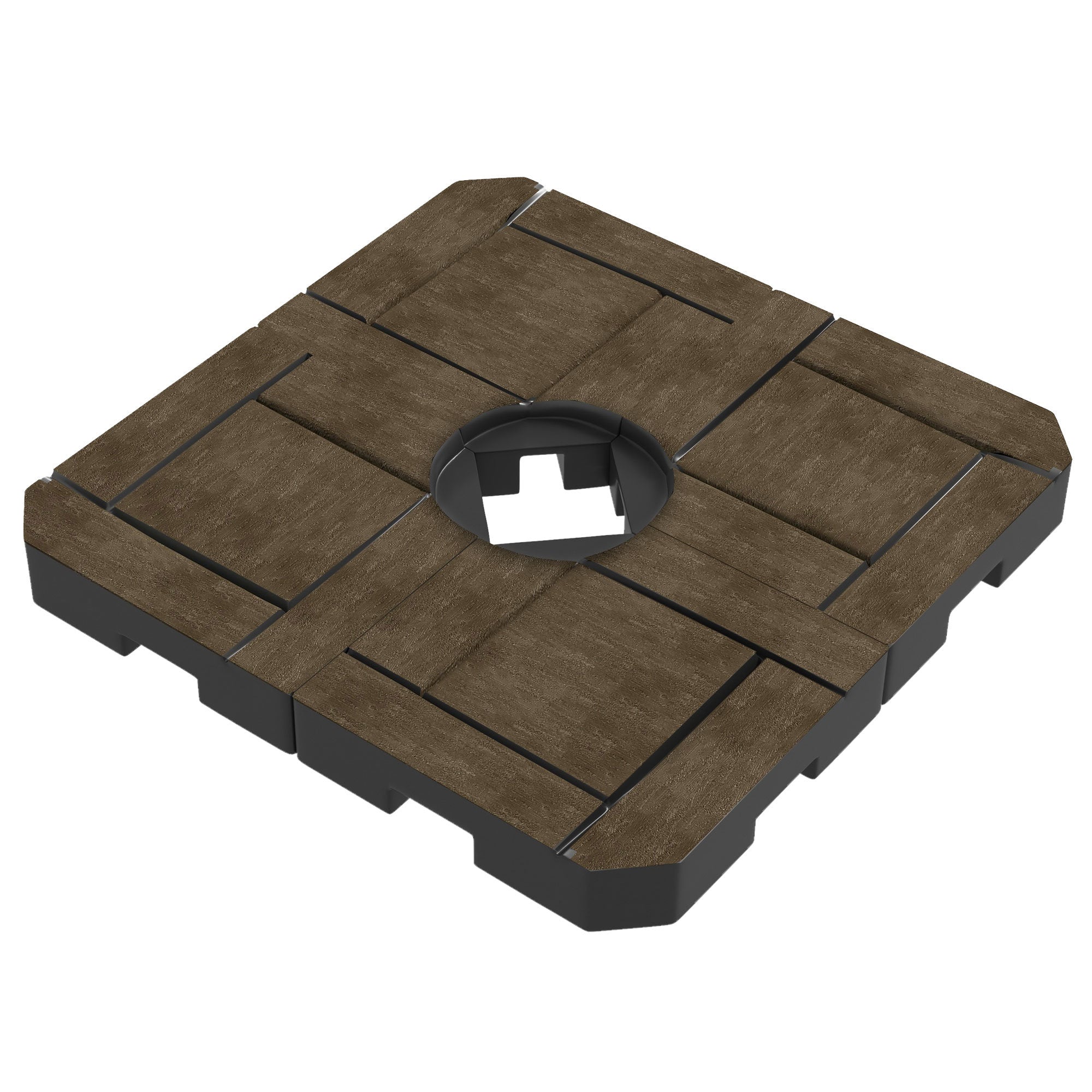 Outsunny 4 Piece Patio Cantilever Umbrella Base Weight Set, Fillable Outdoor Offset Umbrella Weights for Umbrella Stand, 175 lbs. Capacity Water or 230 lbs. Capacity Sand, Brown