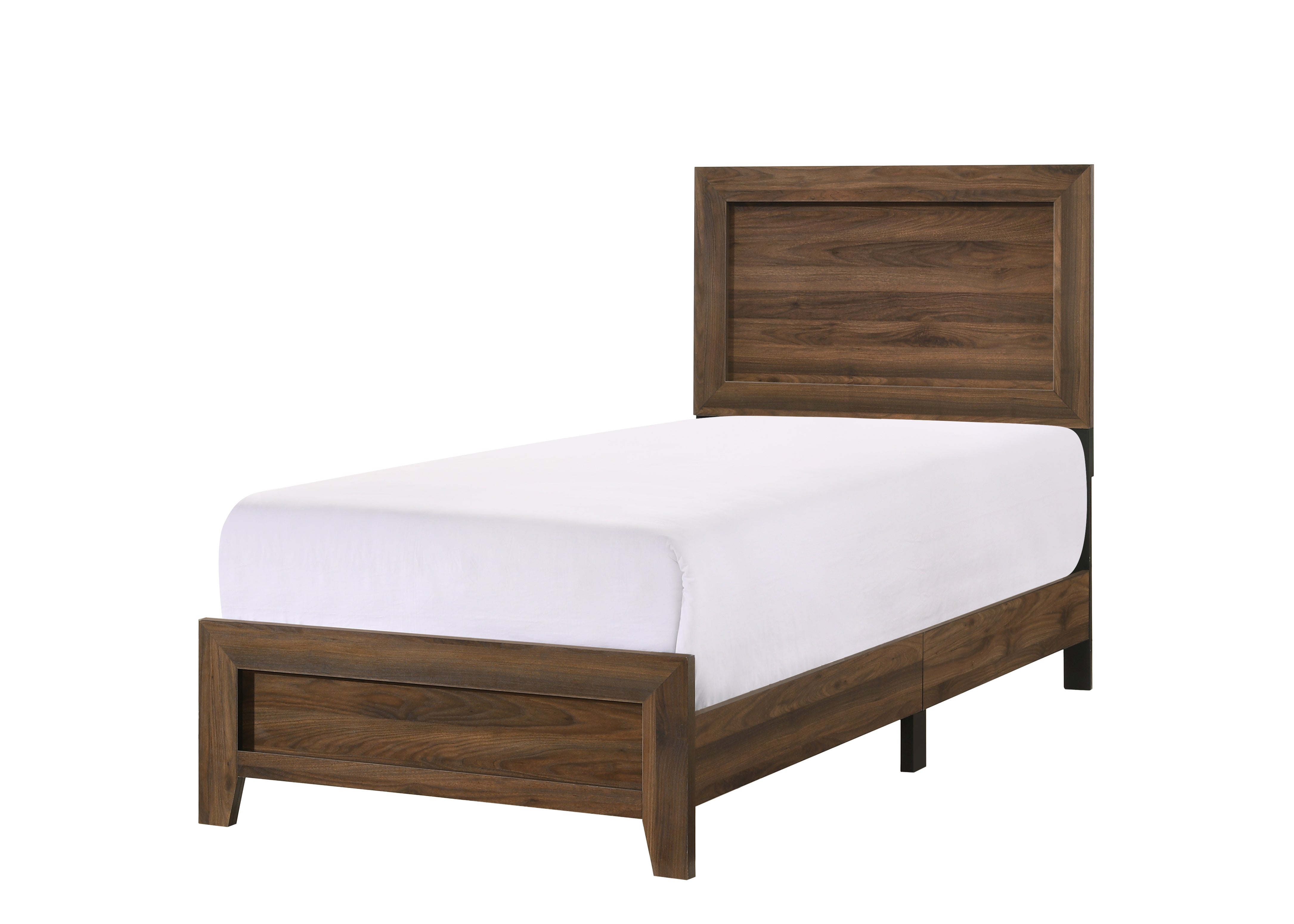 Brown Cherry Finish Fabric 1pc Twin Size Panel Bed Beautiful Wooden Bedroom Furniture Contemporary Style