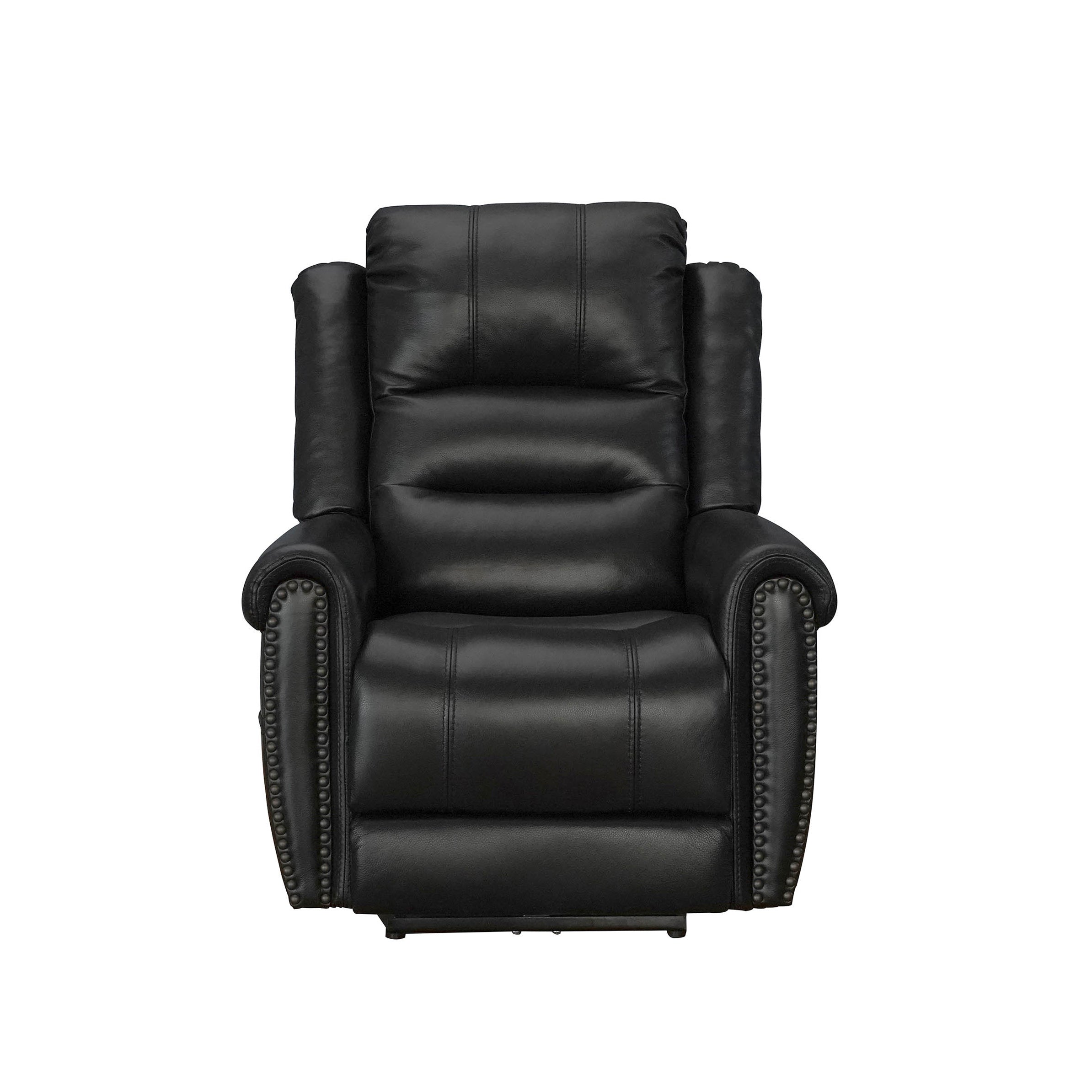 Leather with Nailhead Double Power Recliner - Power Heardrest - Type C - USB -Side Pocket Storage bag - Top Grain