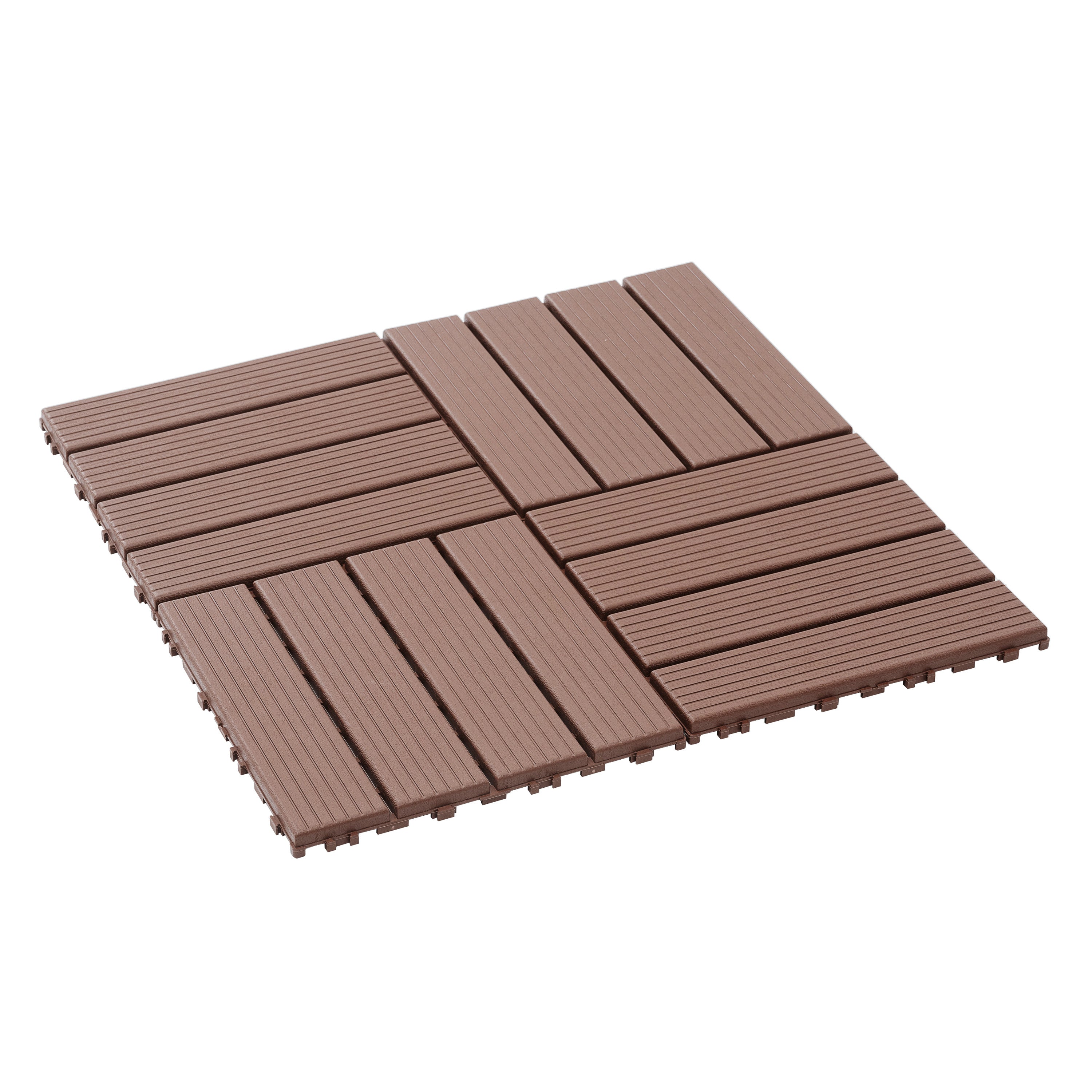Plastic Interlocking Deck Tiles,44 Pack Patio Deck Tiles,12"x12" Square Waterproof Outdoor All Weather Use, Patio Decking Tiles for Poolside Balcony Backyard (Dark Brown 44 pack)