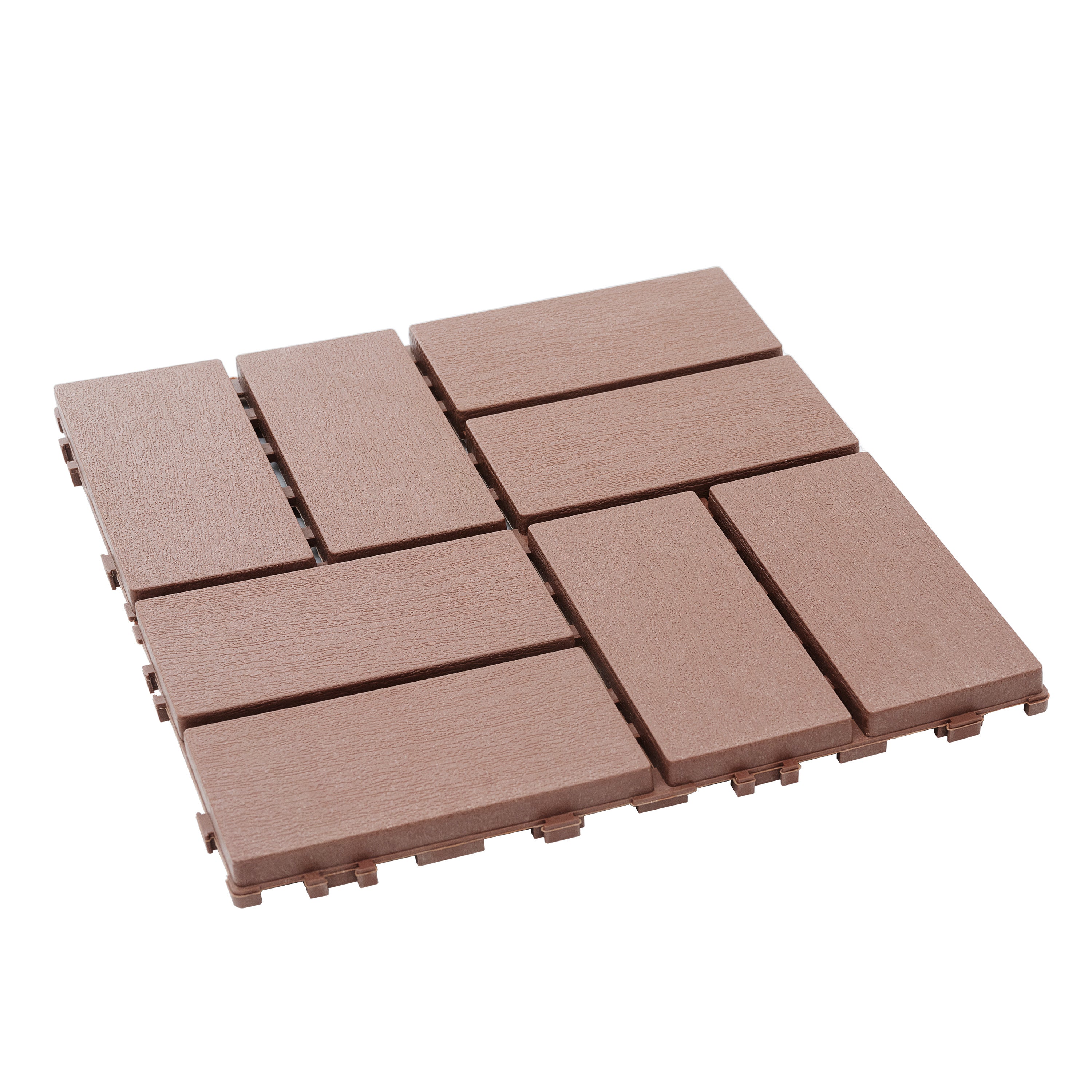 Plastic Interlocking Deck Tiles,44 Pack Patio Deck Tiles,12"x12" Square Waterproof Outdoor All Weather Use, Patio Decking Tiles for Poolside Balcony Backyard (DARK BROWN 44 pack Staight groove)