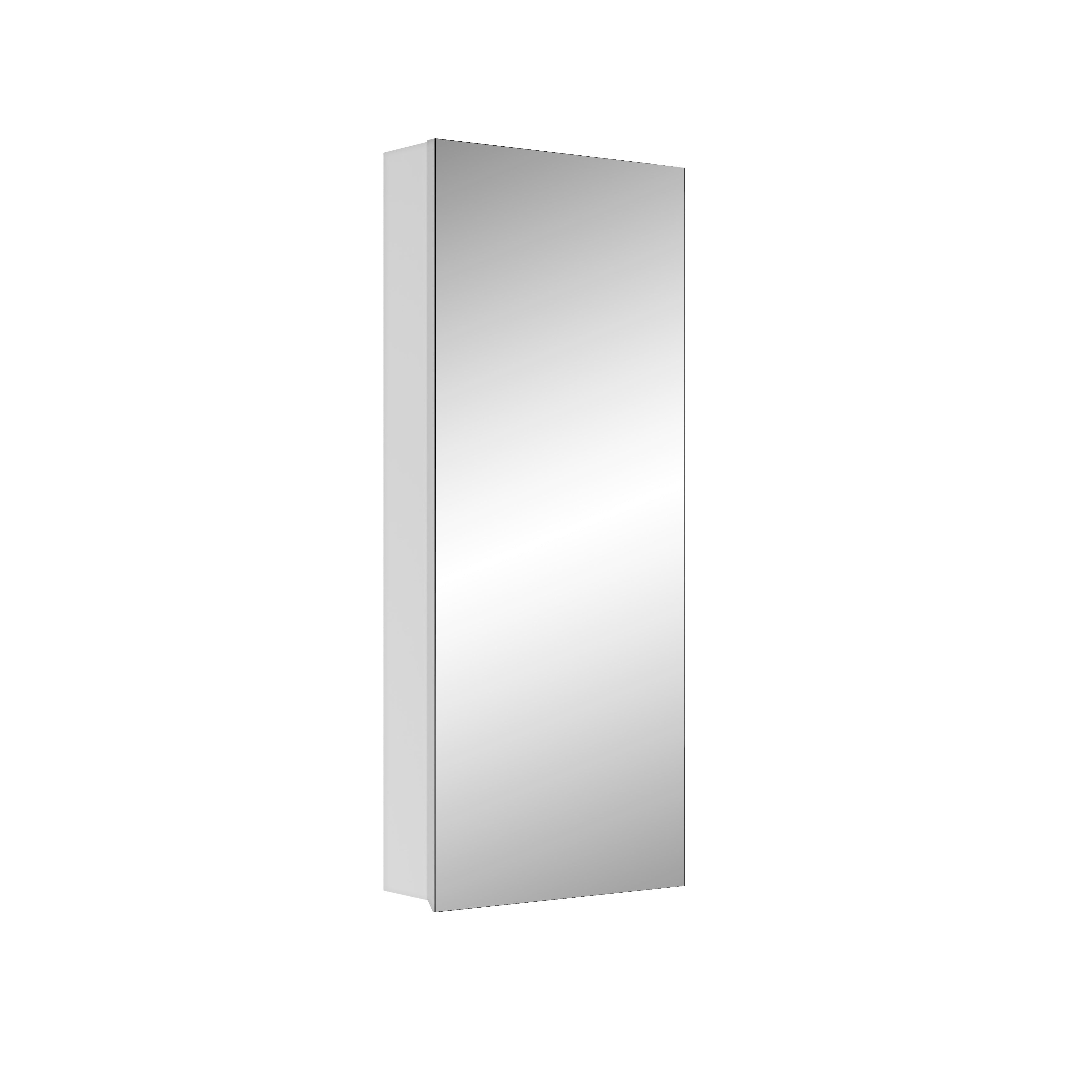 15" W x 36" H Single-Door Bathroom Medicine Cabinet with Mirror, Recessed or Surface Mount Bathroom Wall Cabinet, Beveled Edges,Silver