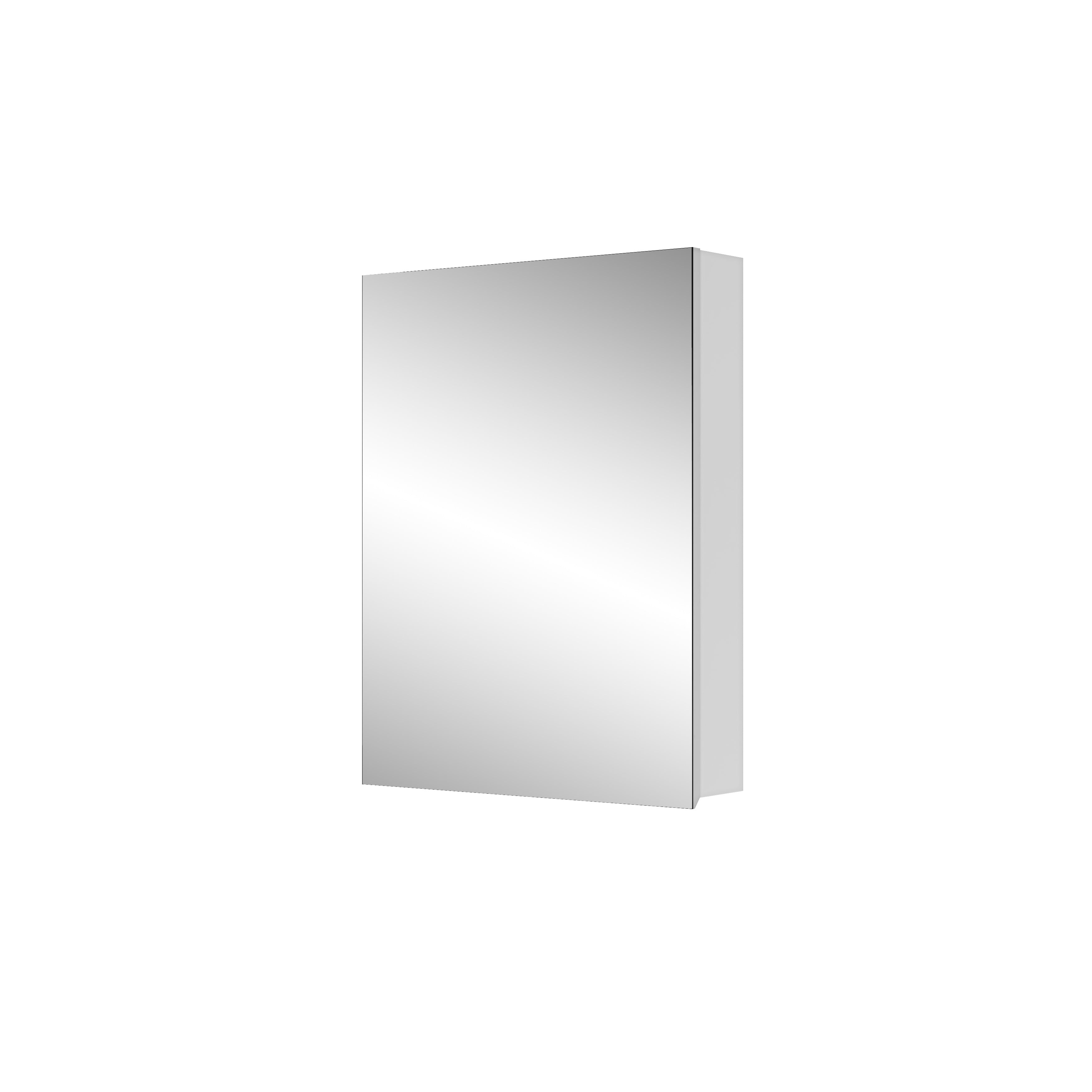 20" W x 26" H Single-Door Bathroom Medicine Cabinet with Mirror, Recessed or Surface Mount Bathroom Wall Cabinet, Beveled Edges,Silver