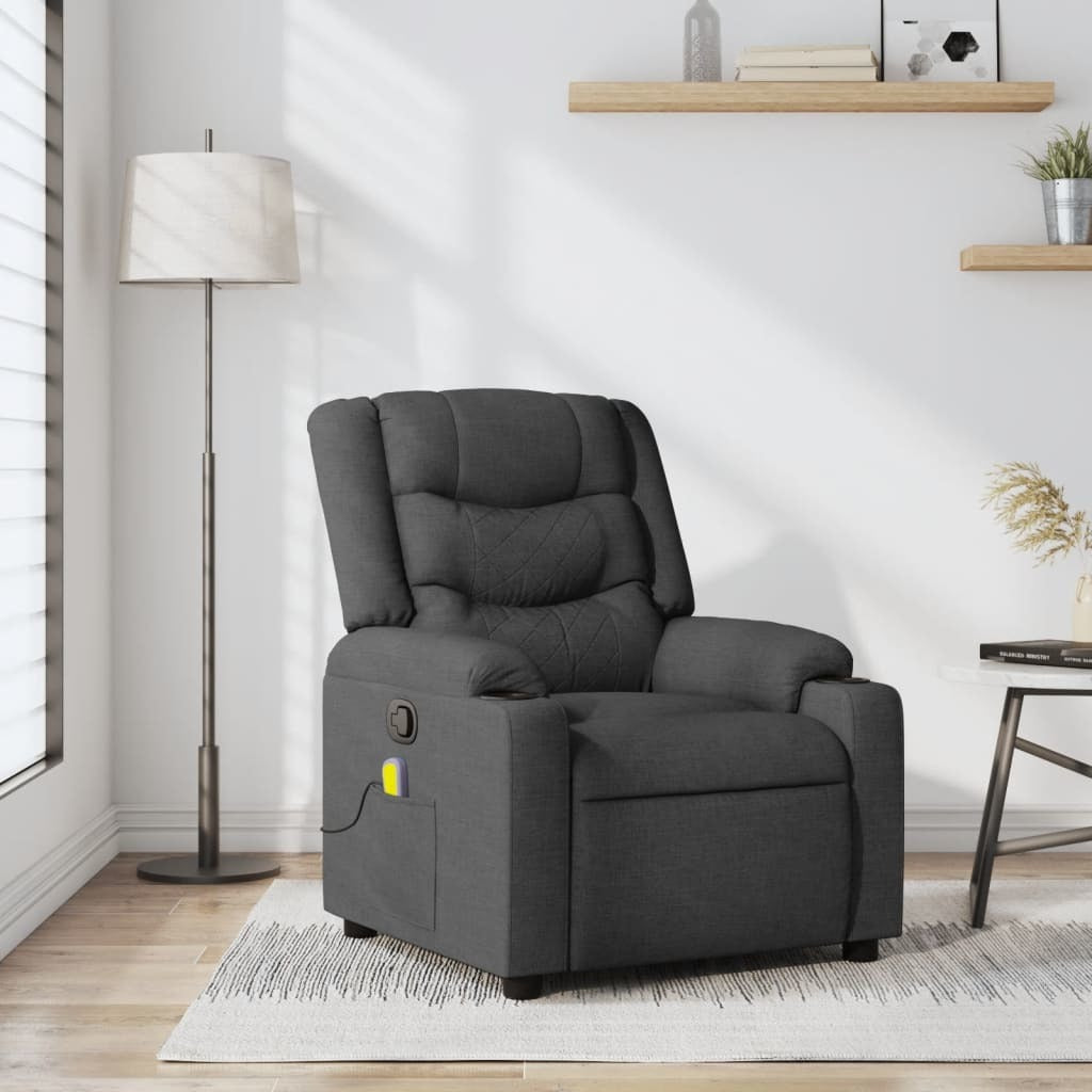 Massage Recliner Chair Dark Gray Fabric