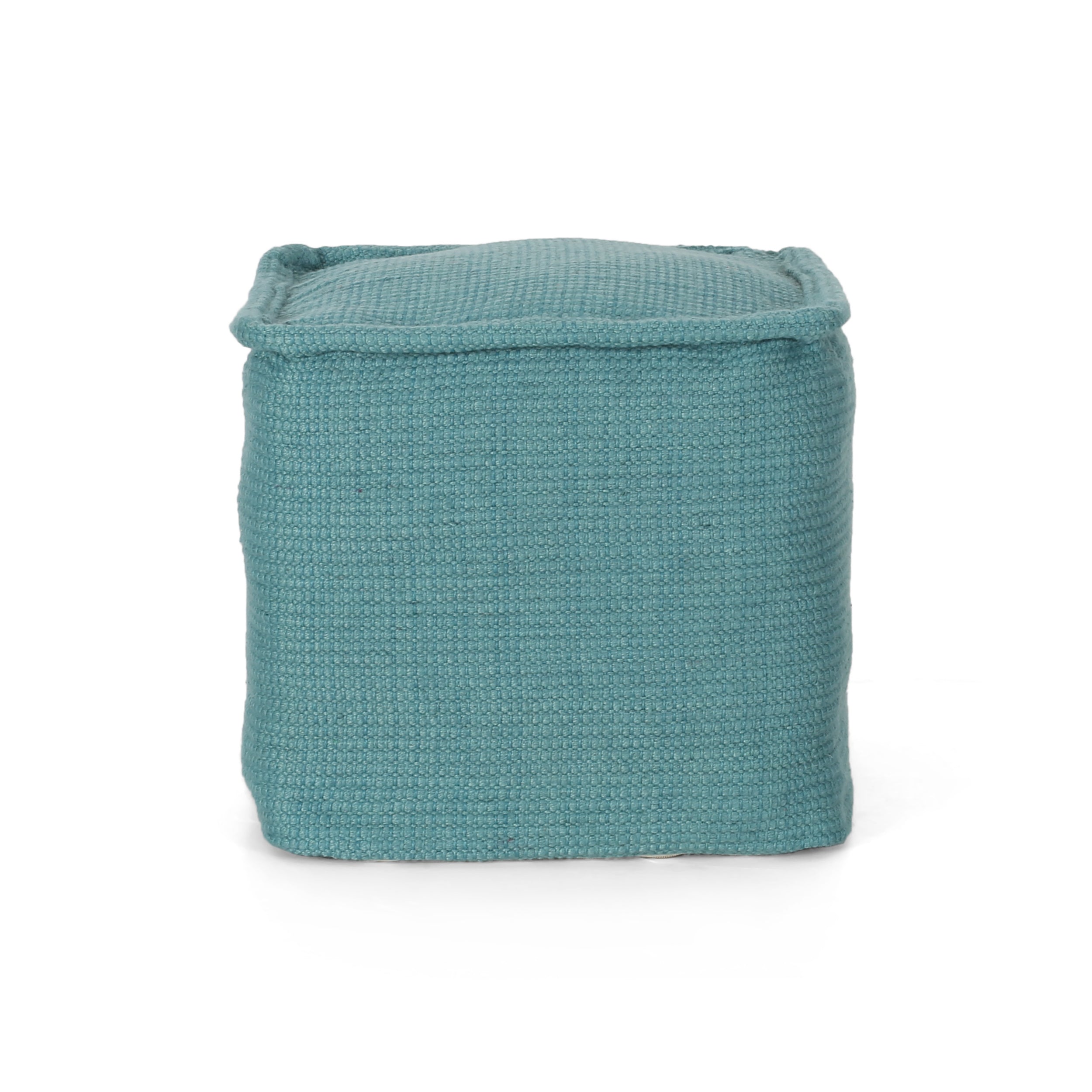 Hansolo Yarn Square Pouf, Teal