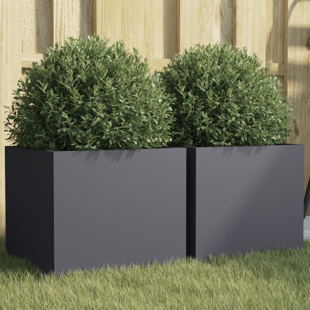 Planters 2 pcs Anthracite 12.6"x11.8"x11.4" Cold-rolled Steel