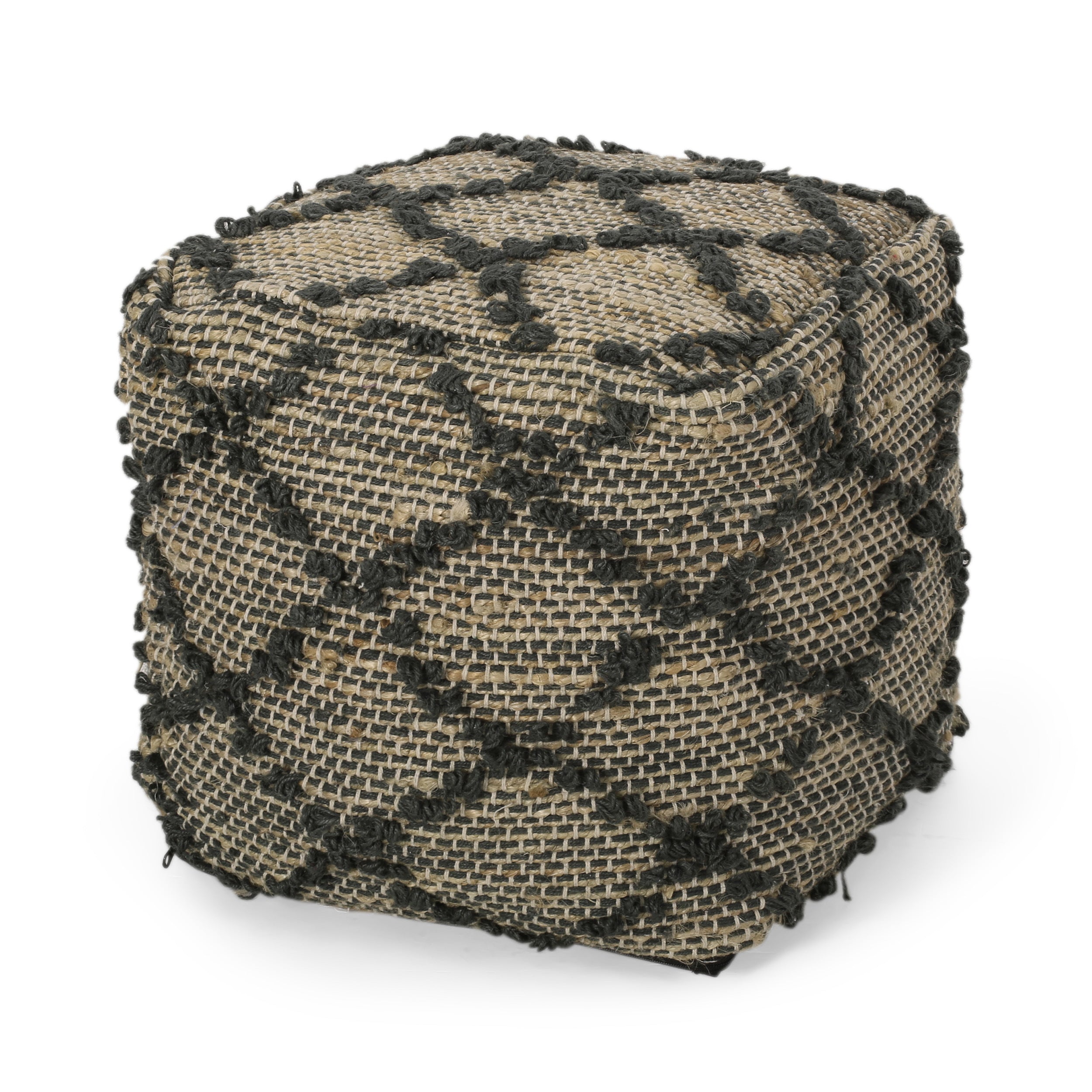 Poncho Square Pouf, Charcoal