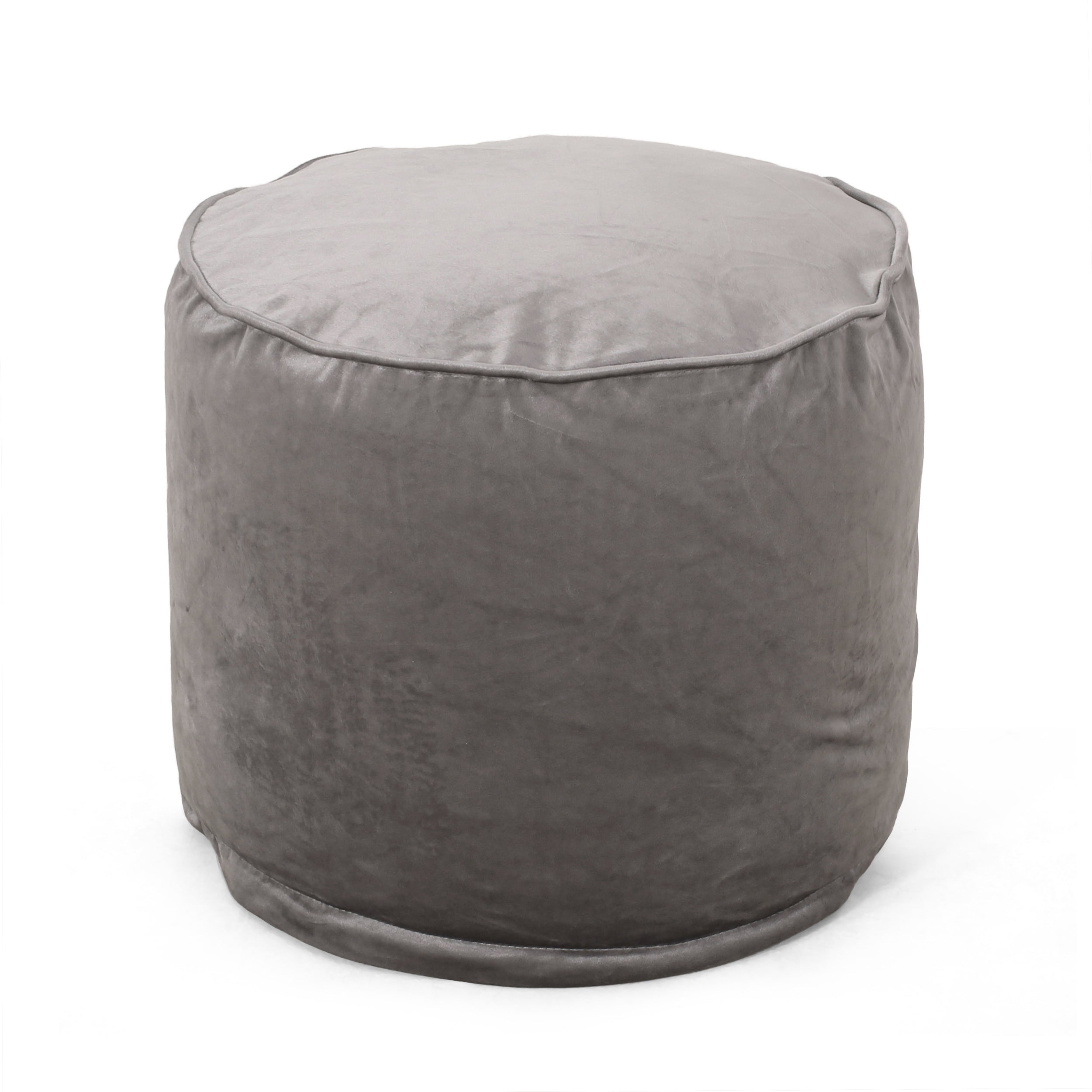 Shimon Cylinder Pouf, Pewter Gray