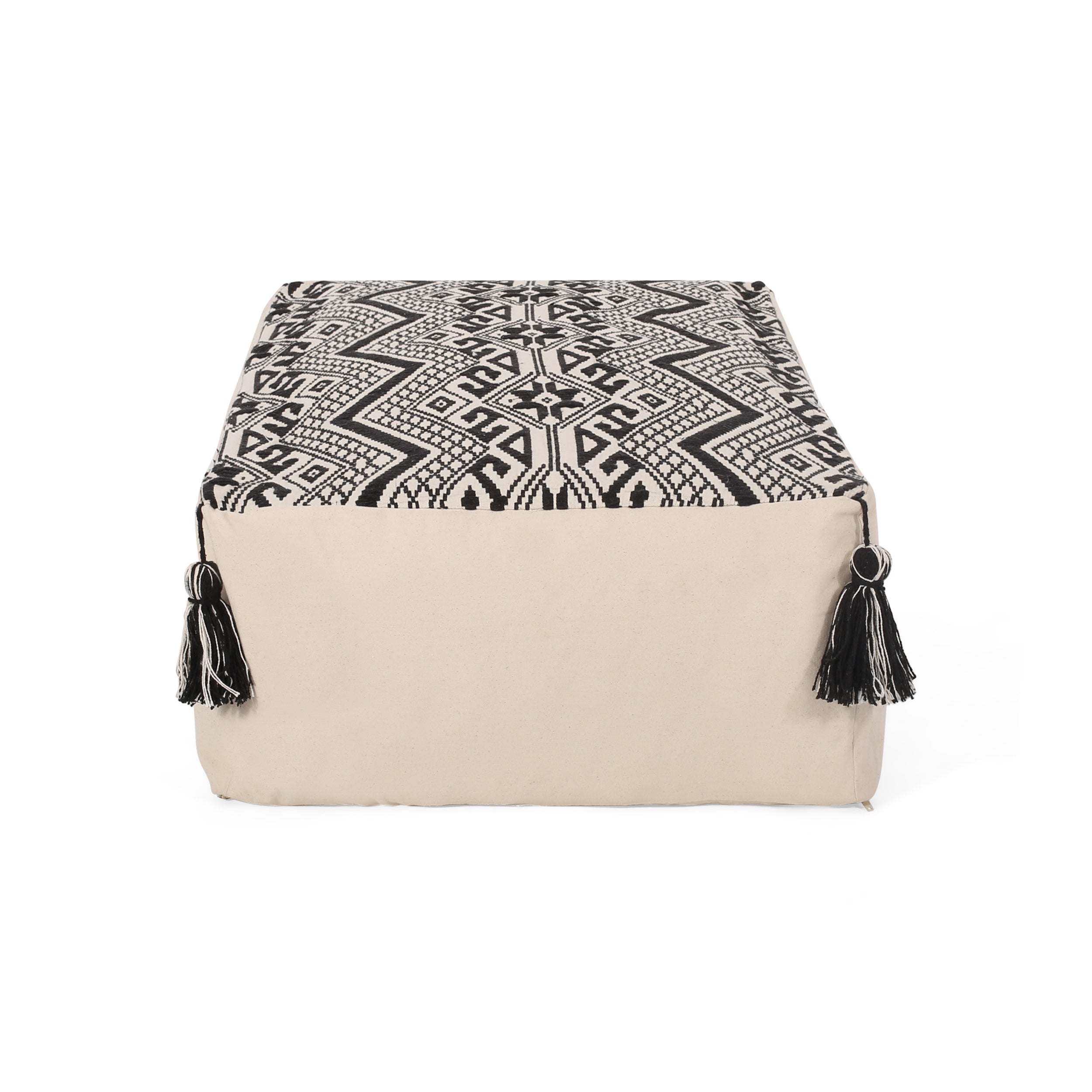 Kiki Rectangular Pouf, Natural black