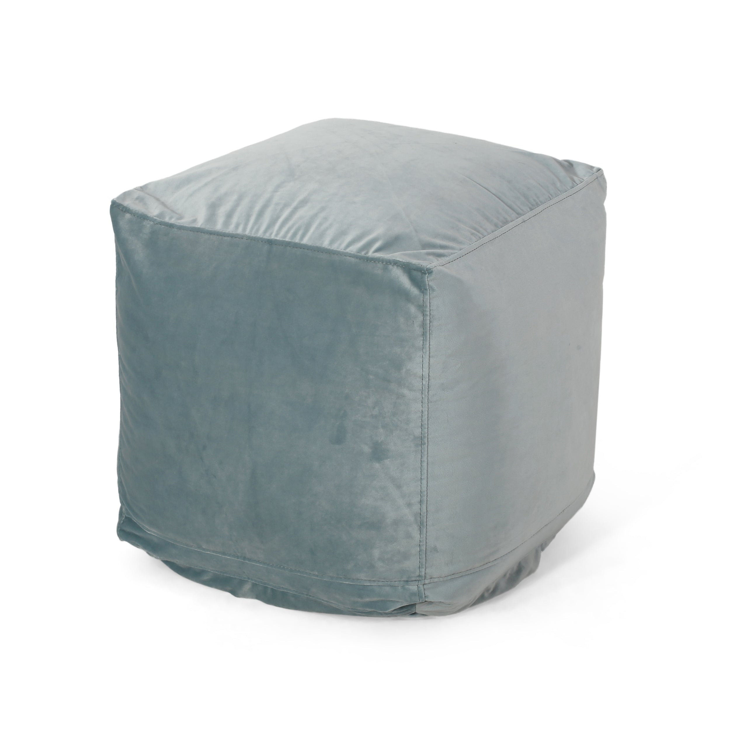 Maracuya Modern Velveteen Square Pouf, Teal