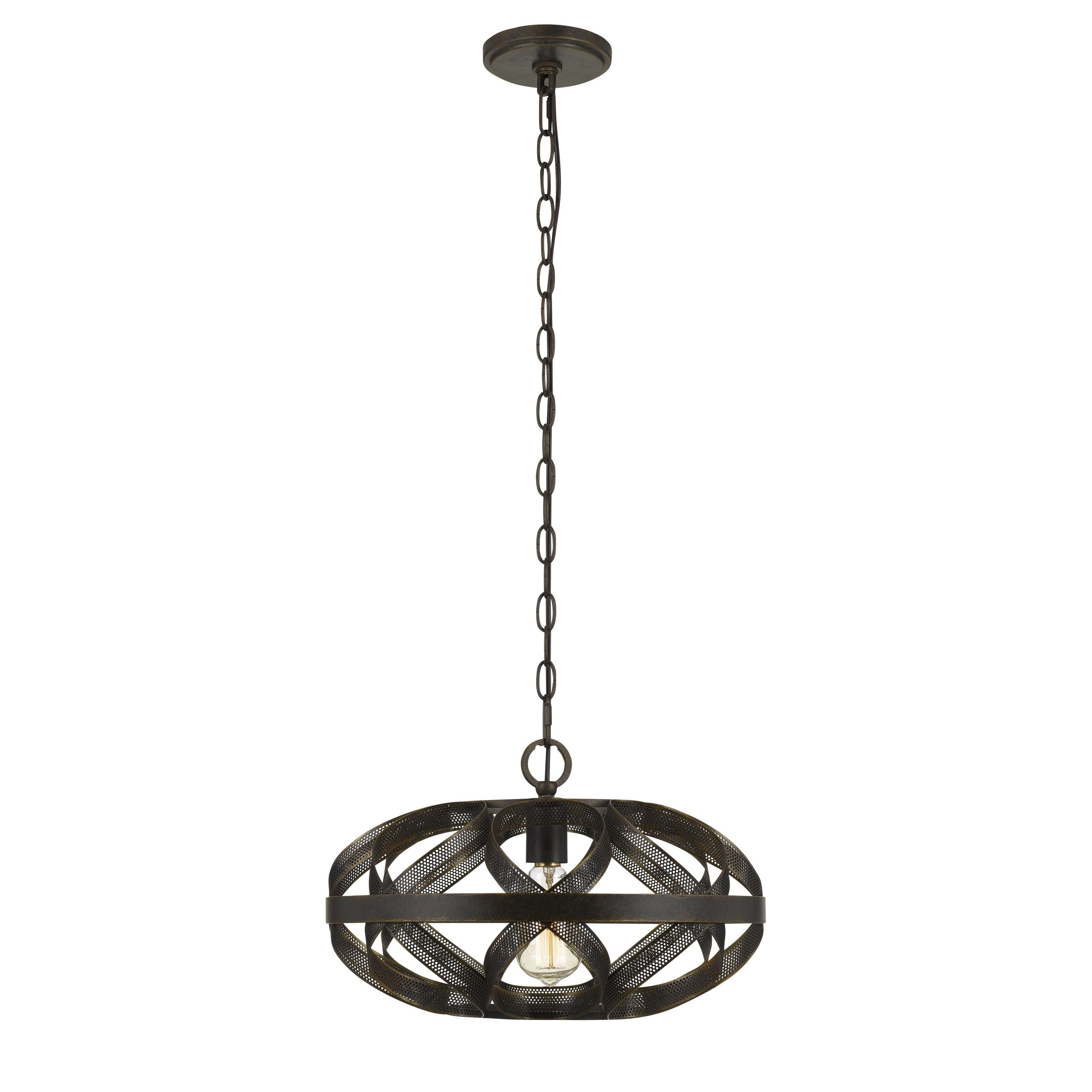 60W Twisted Metal Mesh Design Pendant Fixture, Dark Bronze