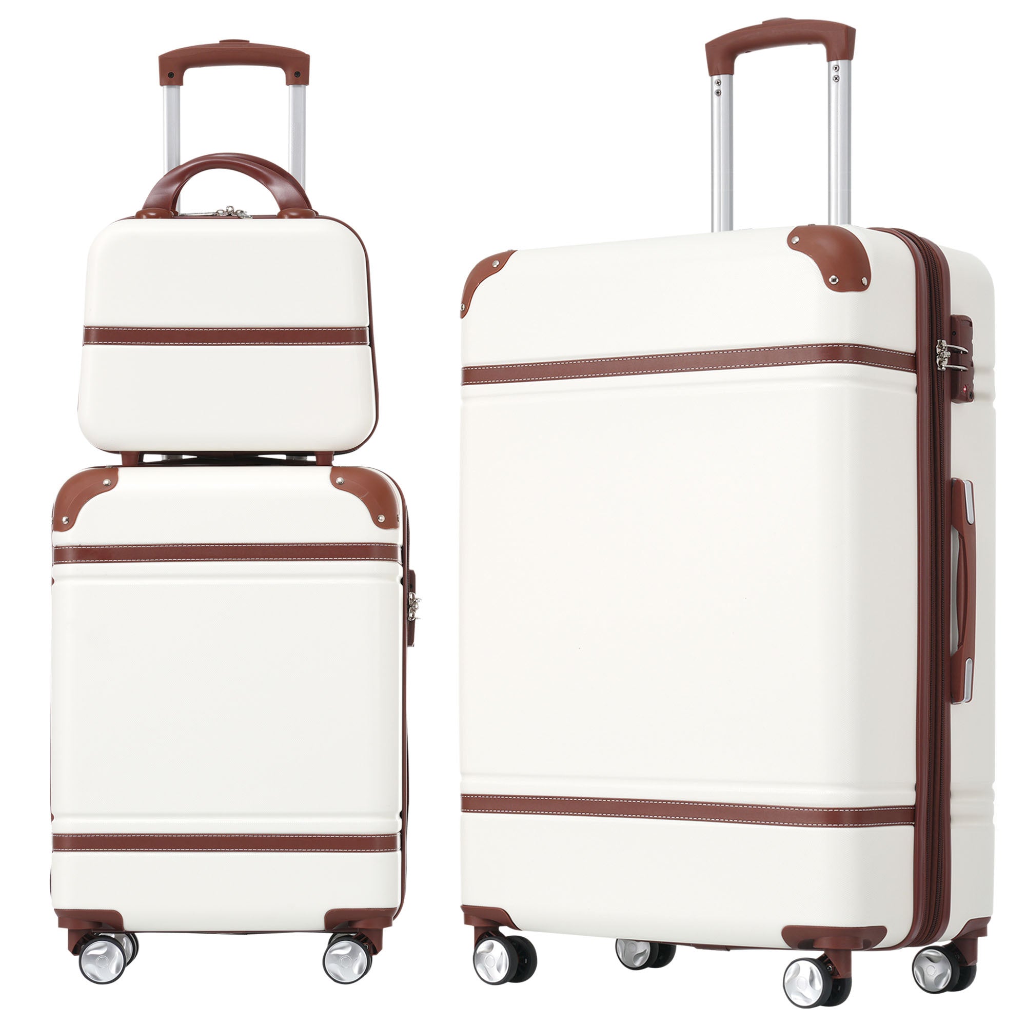 Hardshell Luggage Sets 3 Pieces 20"+28" Luggages and Cosmetic Case Spinner Suitcase with TSA Lock Lightweight