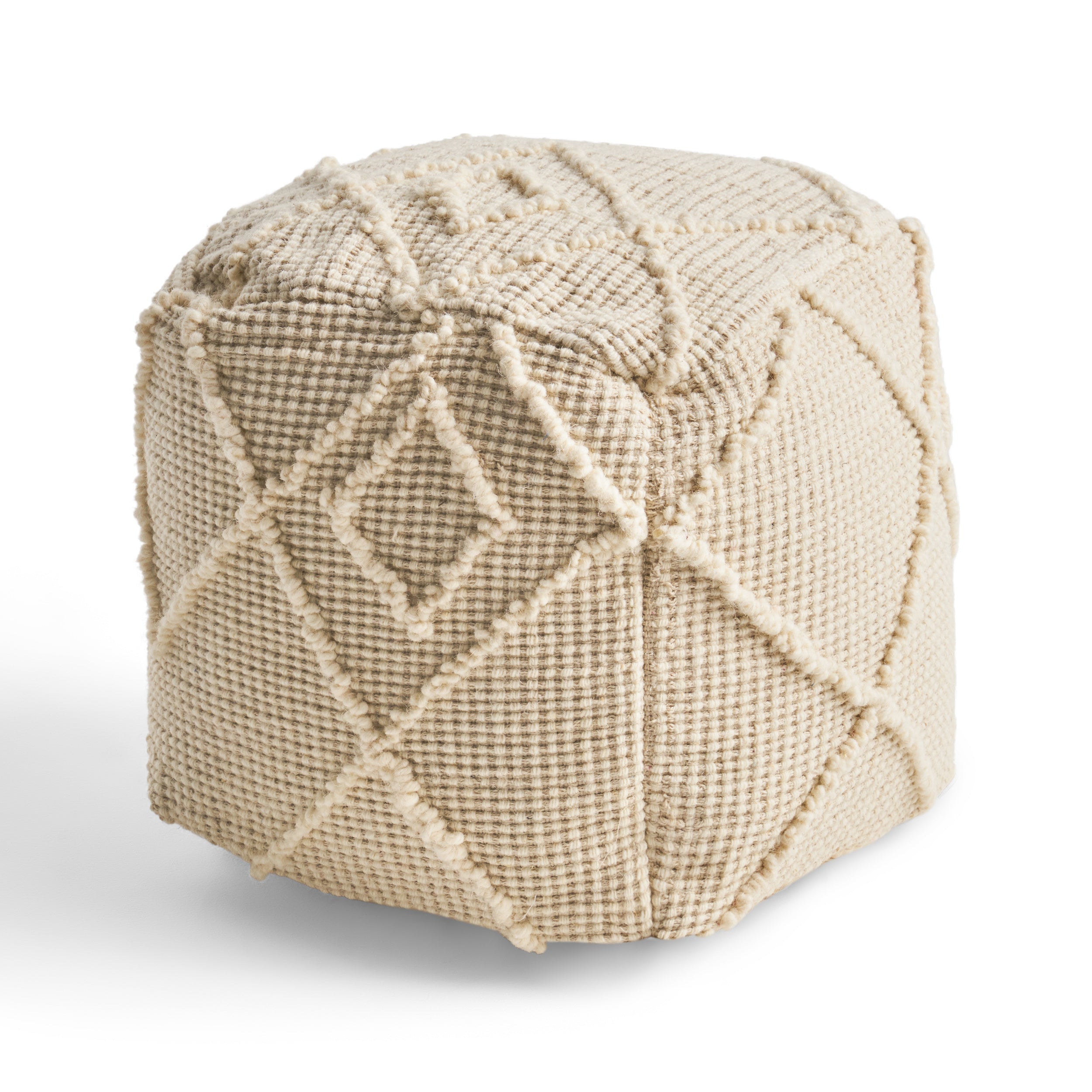 Merloh Square Pouf, Ivory