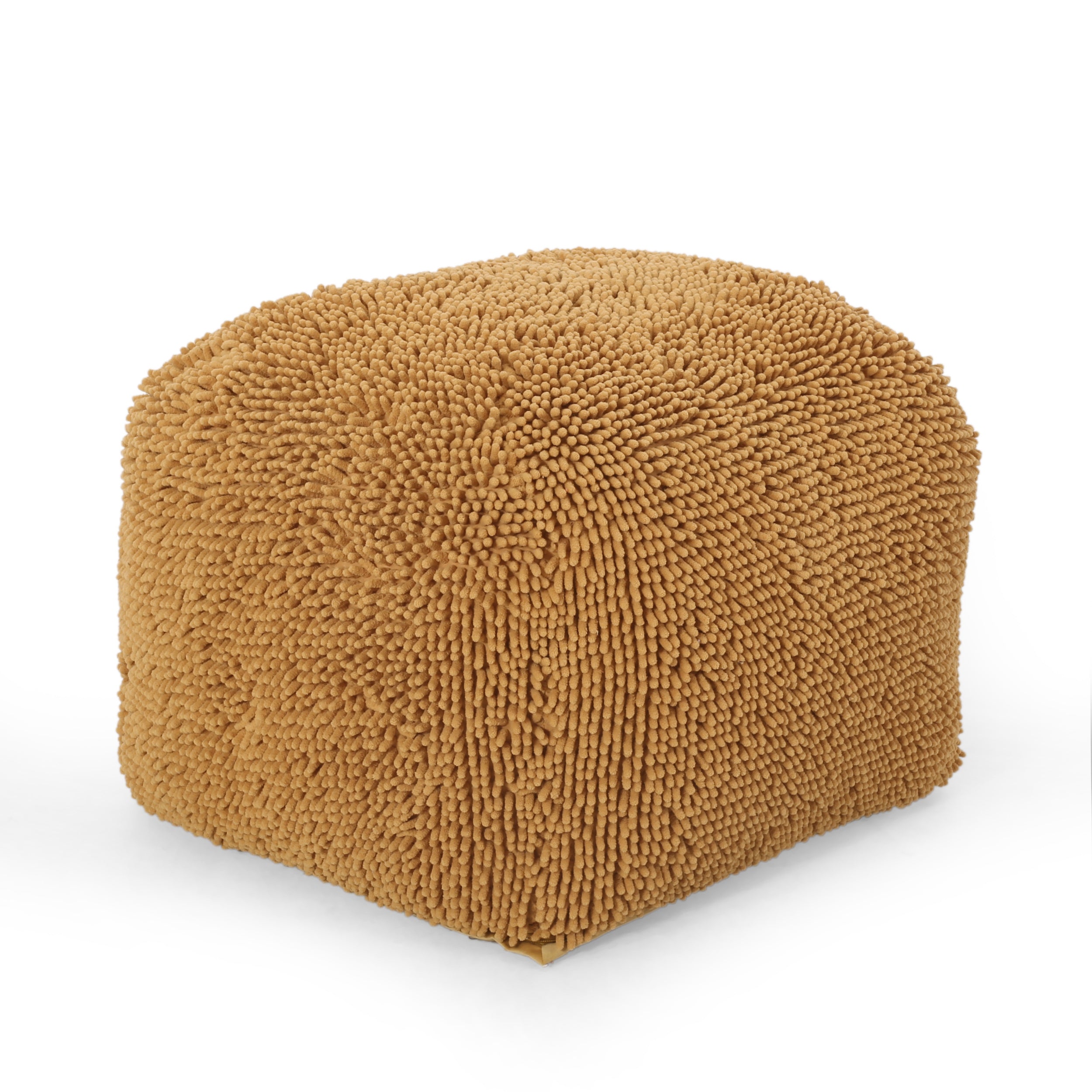 Spongy Microfiber Square Pouf, Yellow