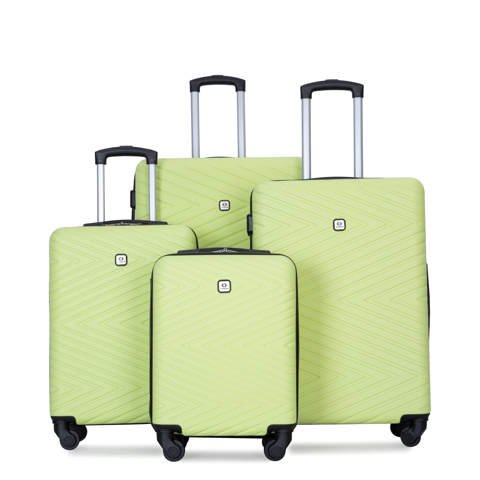 luggage 4-piece ABS lightweight suitcase with rotating wheels, 24 inch and 28 inch with TSA lock, (16/20/24/28) FLUORESCENT GREEN