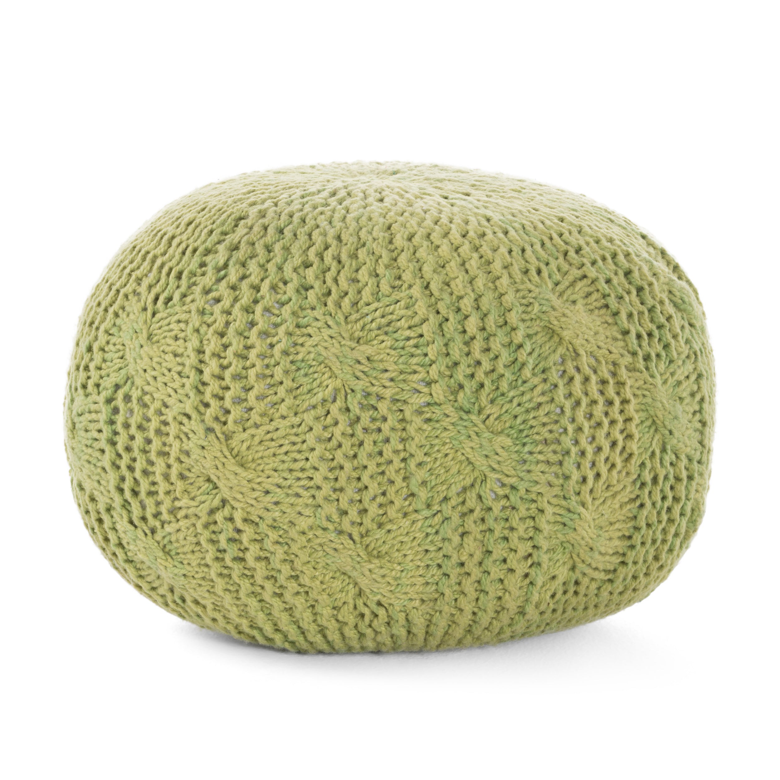 Baltazar Knitted Round Pouf, Lime