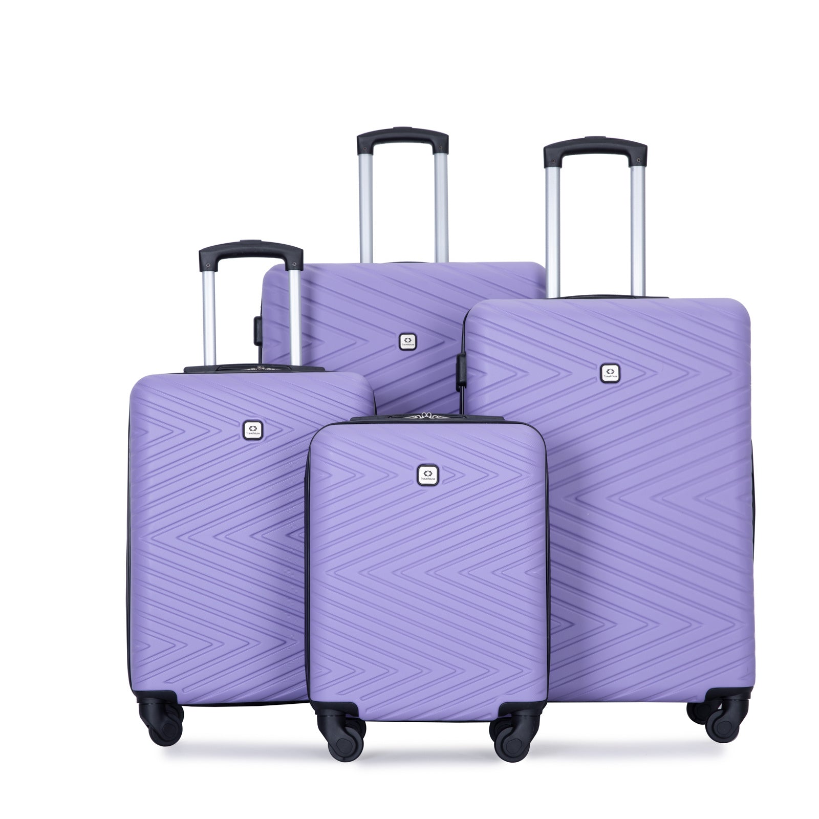 luggage 4-piece ABS lightweight suitcase with rotating wheels, 24 inch and 28 inch with TSA lock, (16/20/24/28) LIGHT PURPLE