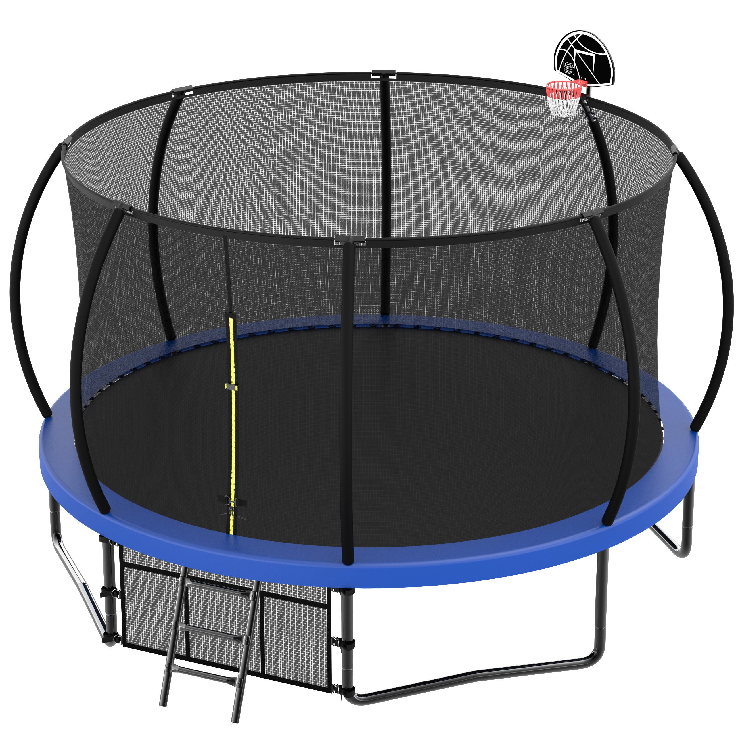 14FT Recreational Kids Trampoline with Safety Enclosure Net & Ladder, Outdoor Recreational Trampolines