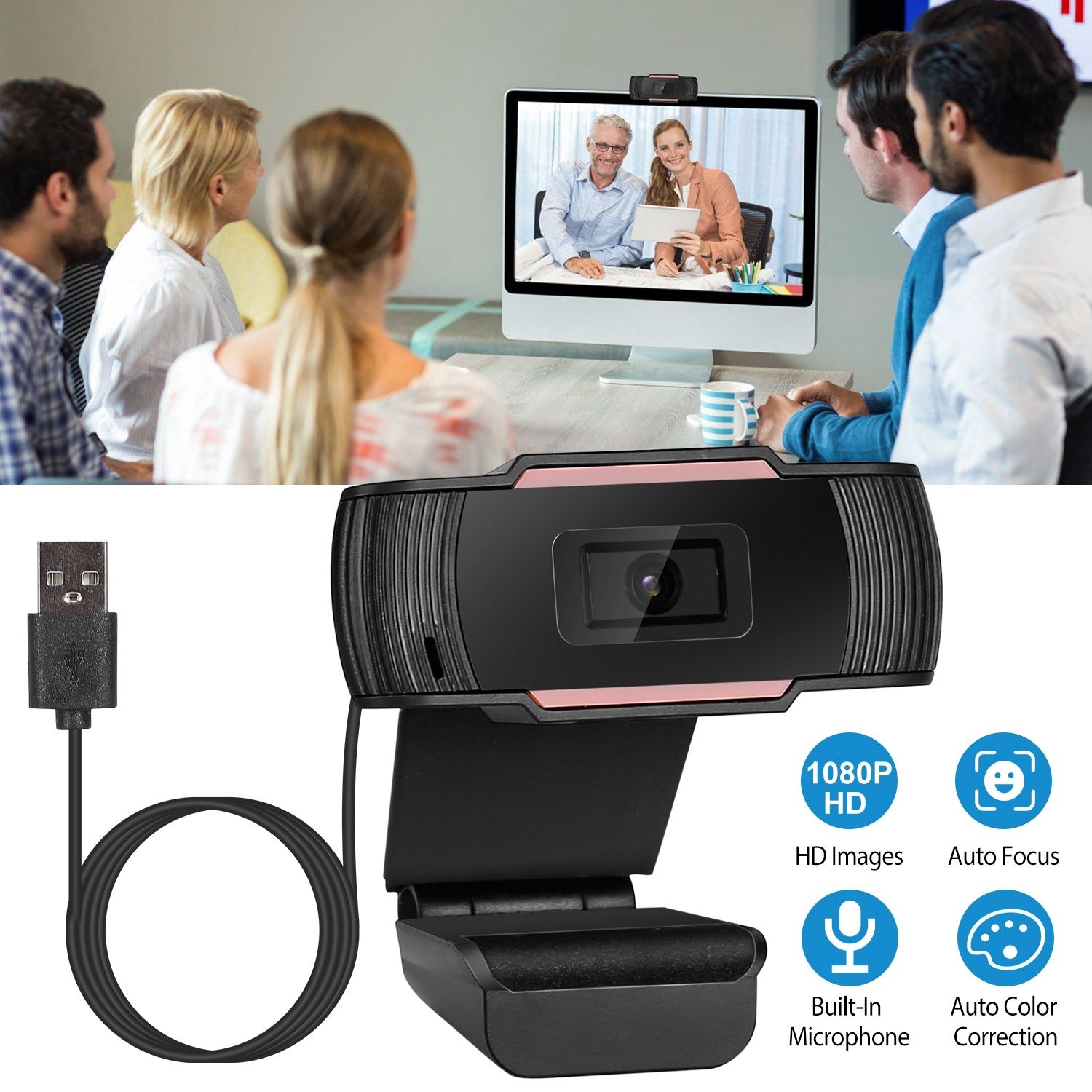 1080P USB Webcam Streaming USB Camera 170° Vertical Adjustment